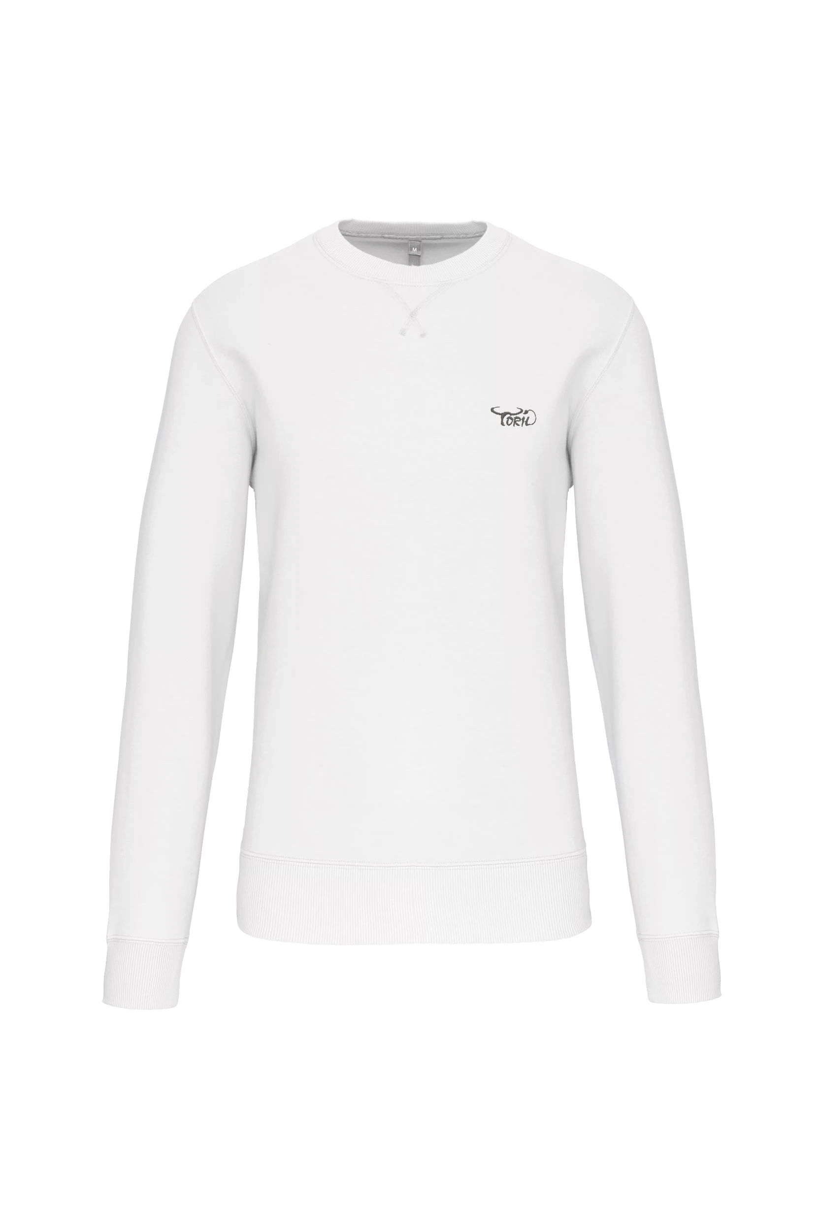 Sweat-shirt col rond unisexe blanc