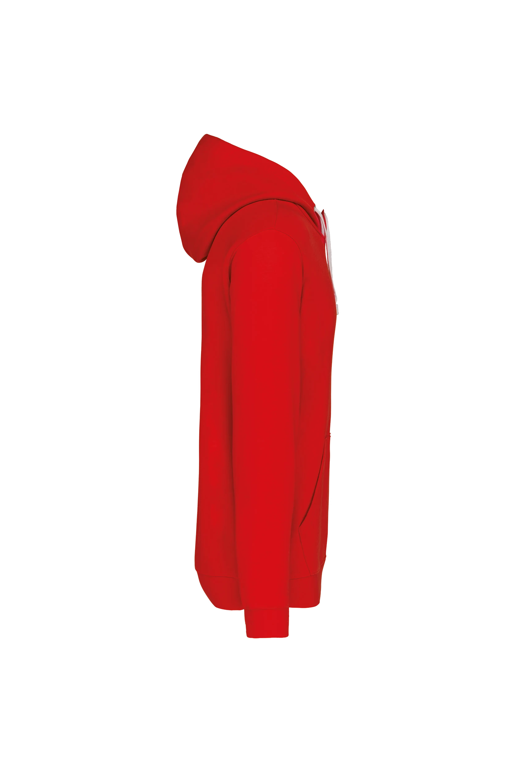 Sweat-shirt capuche contrastée rouge