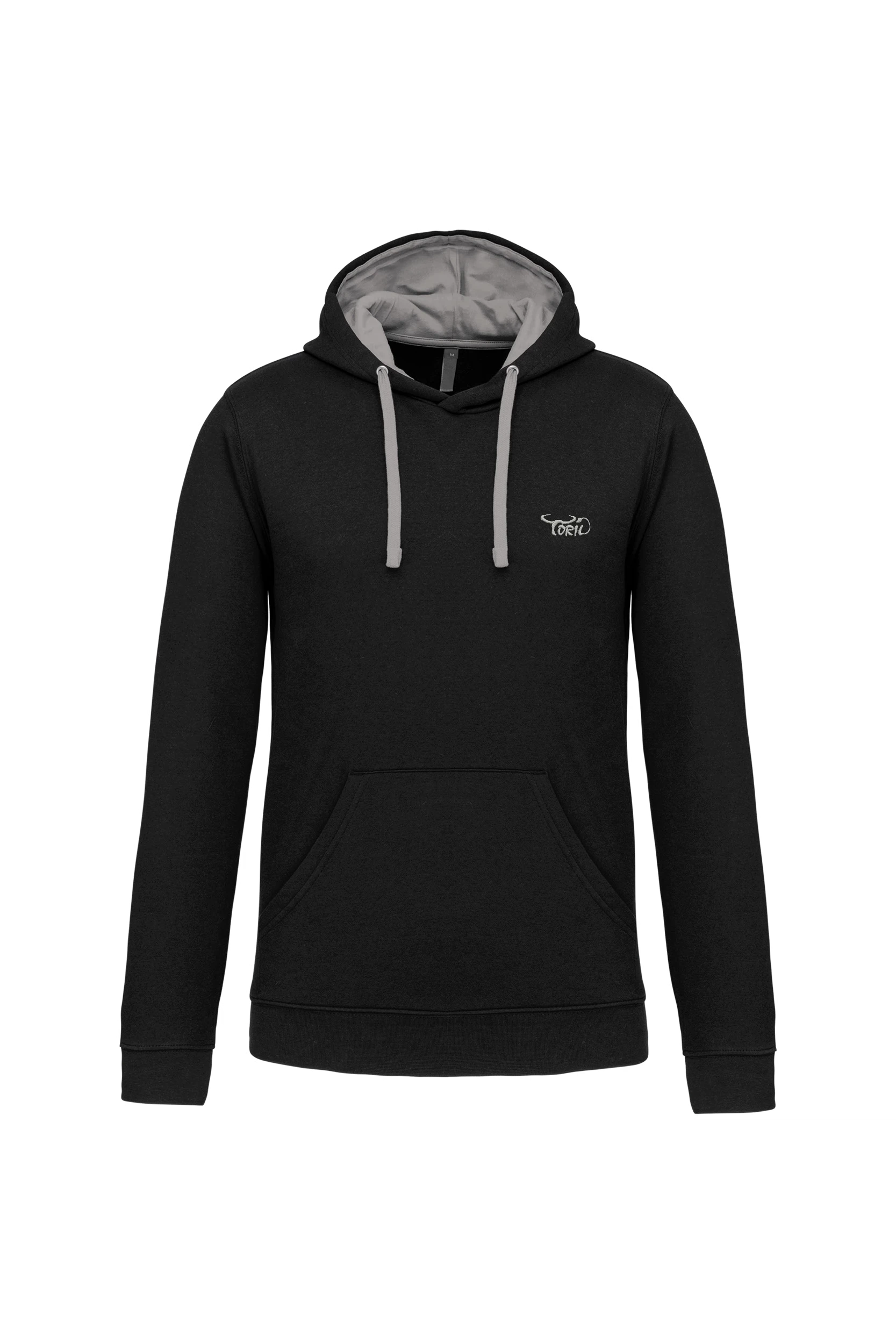 Sweat-shirt capuche contrastée noir