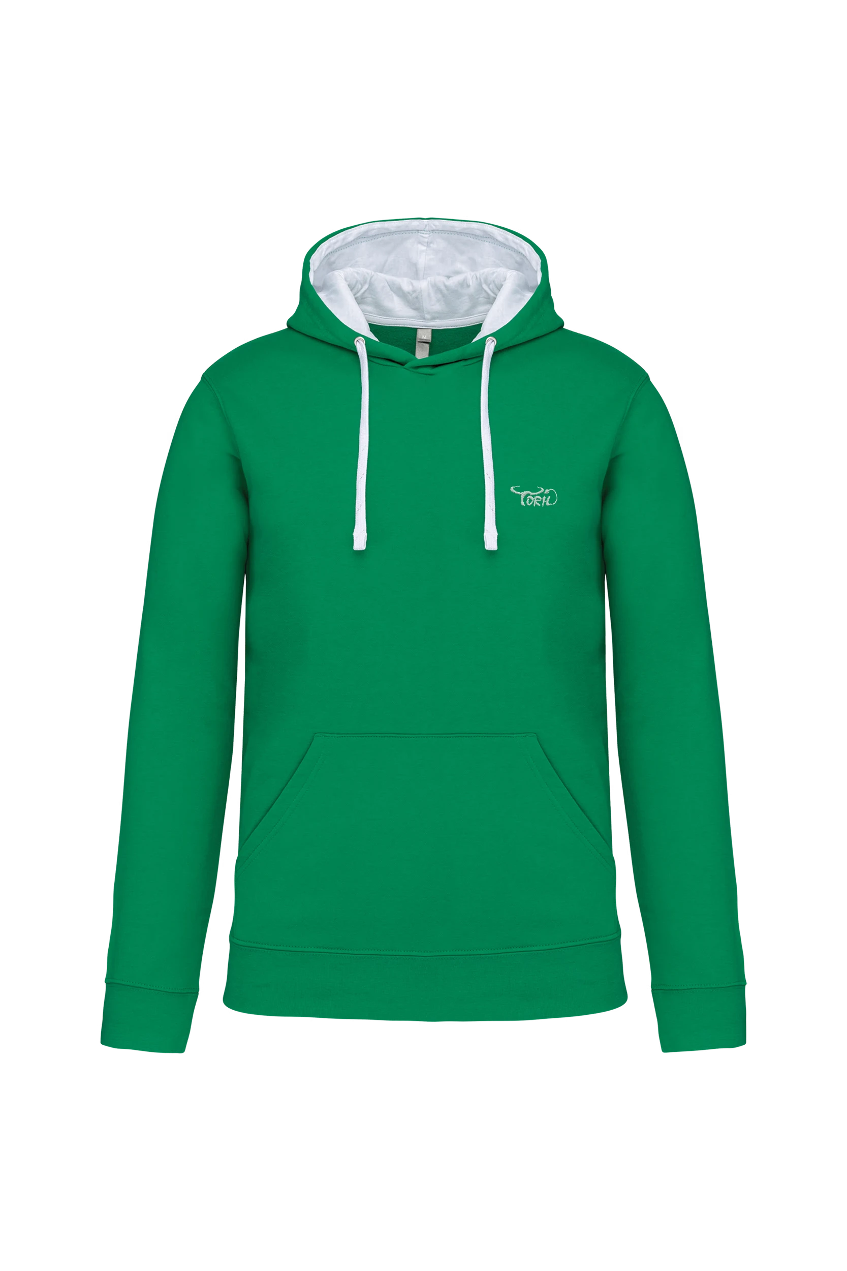 Sweat-shirt capuche contrastée vert vif