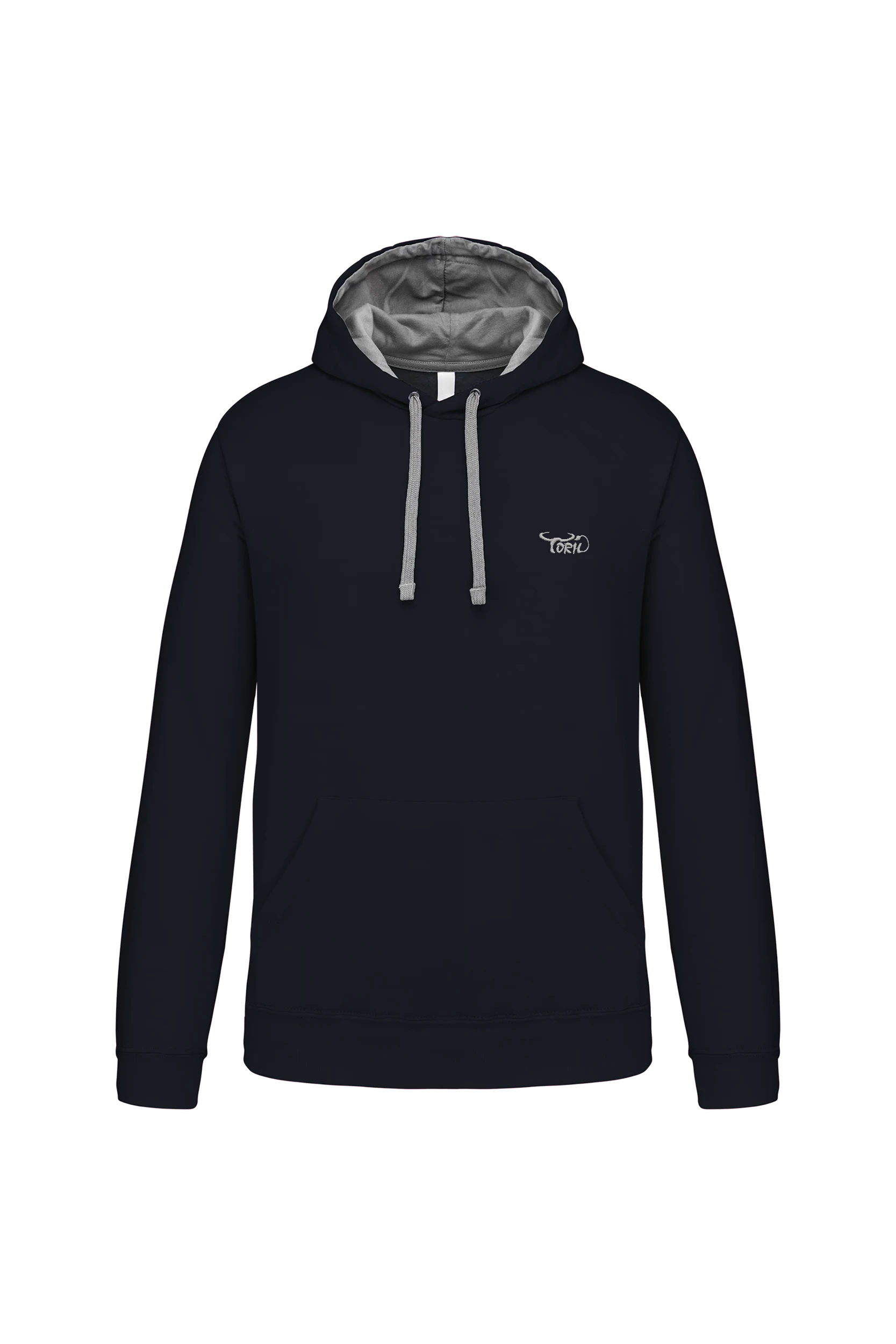 Sweat-shirt capuche contrastée marine