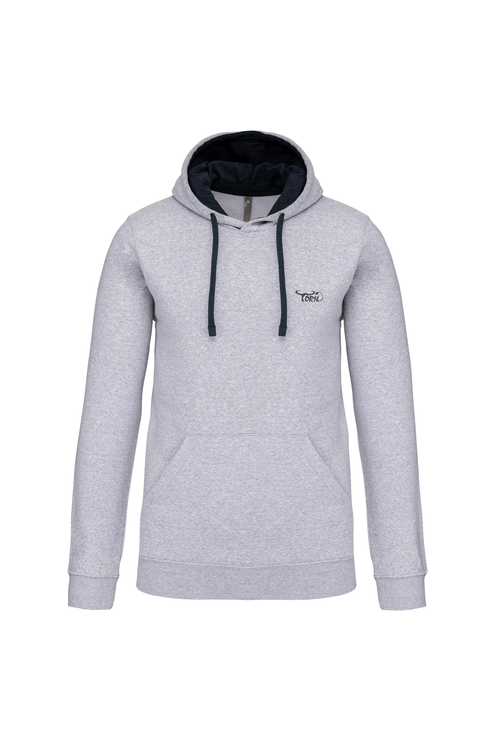 Sweat-shirt capuche contrastée gris