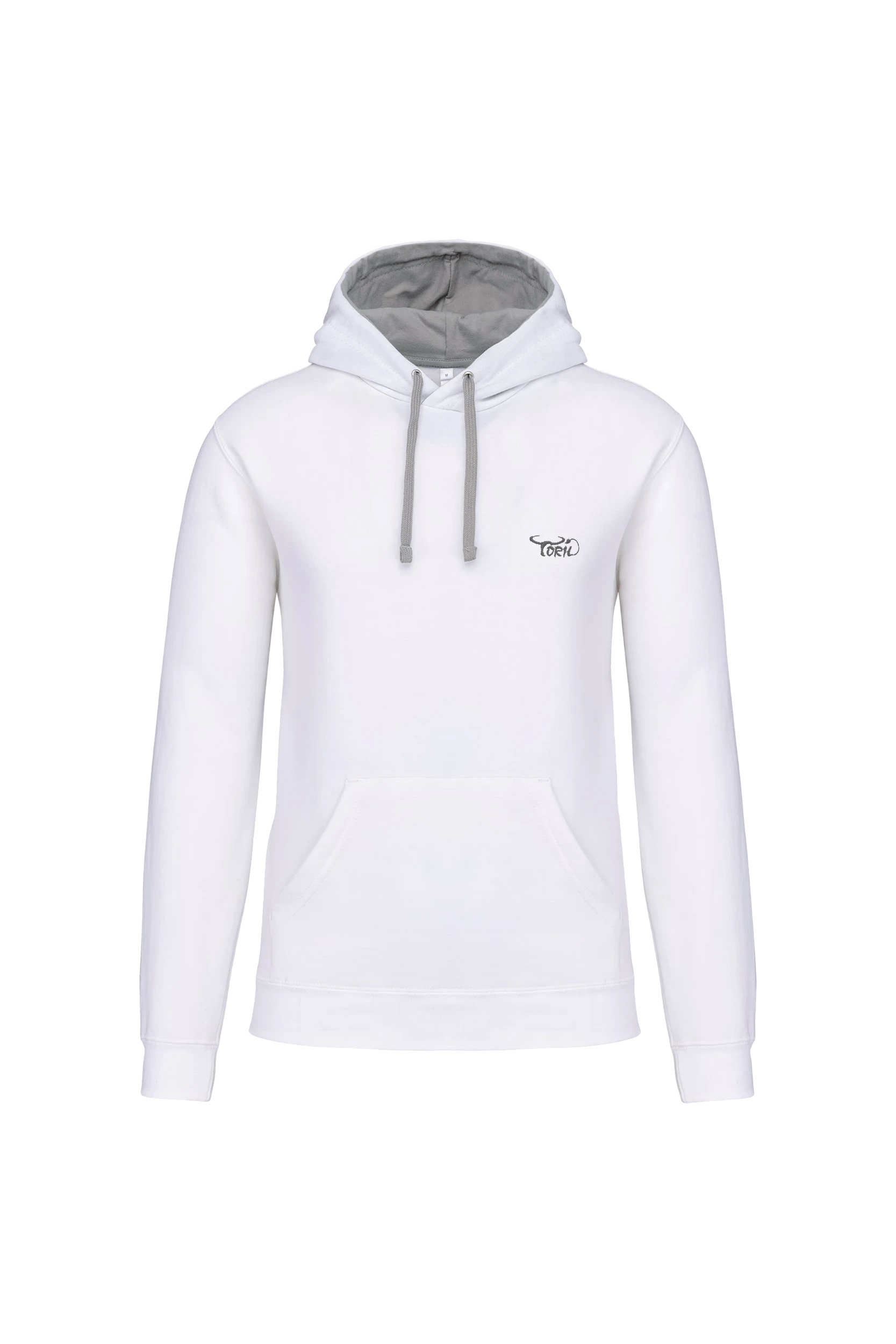 Sweat-shirt capuche contrastée blanc