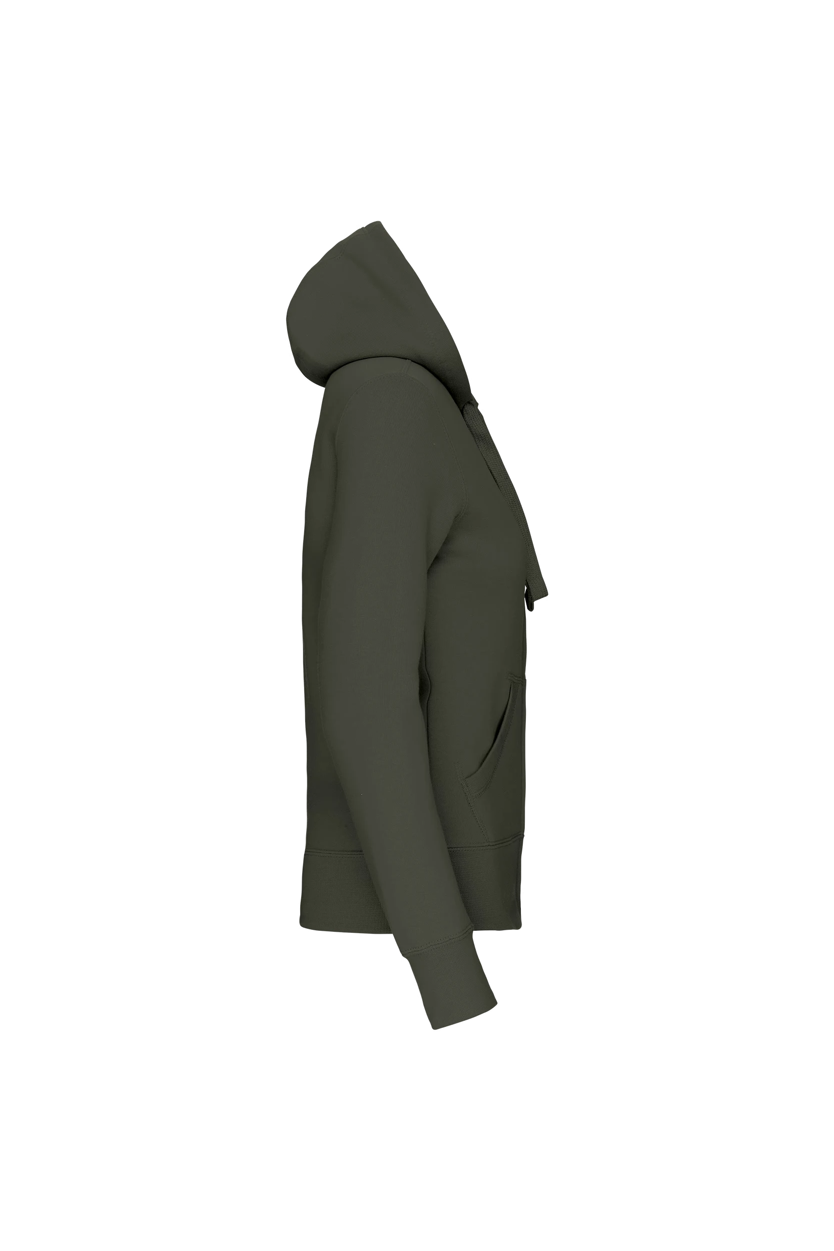 Sweat-shirt zippé capuche kaki