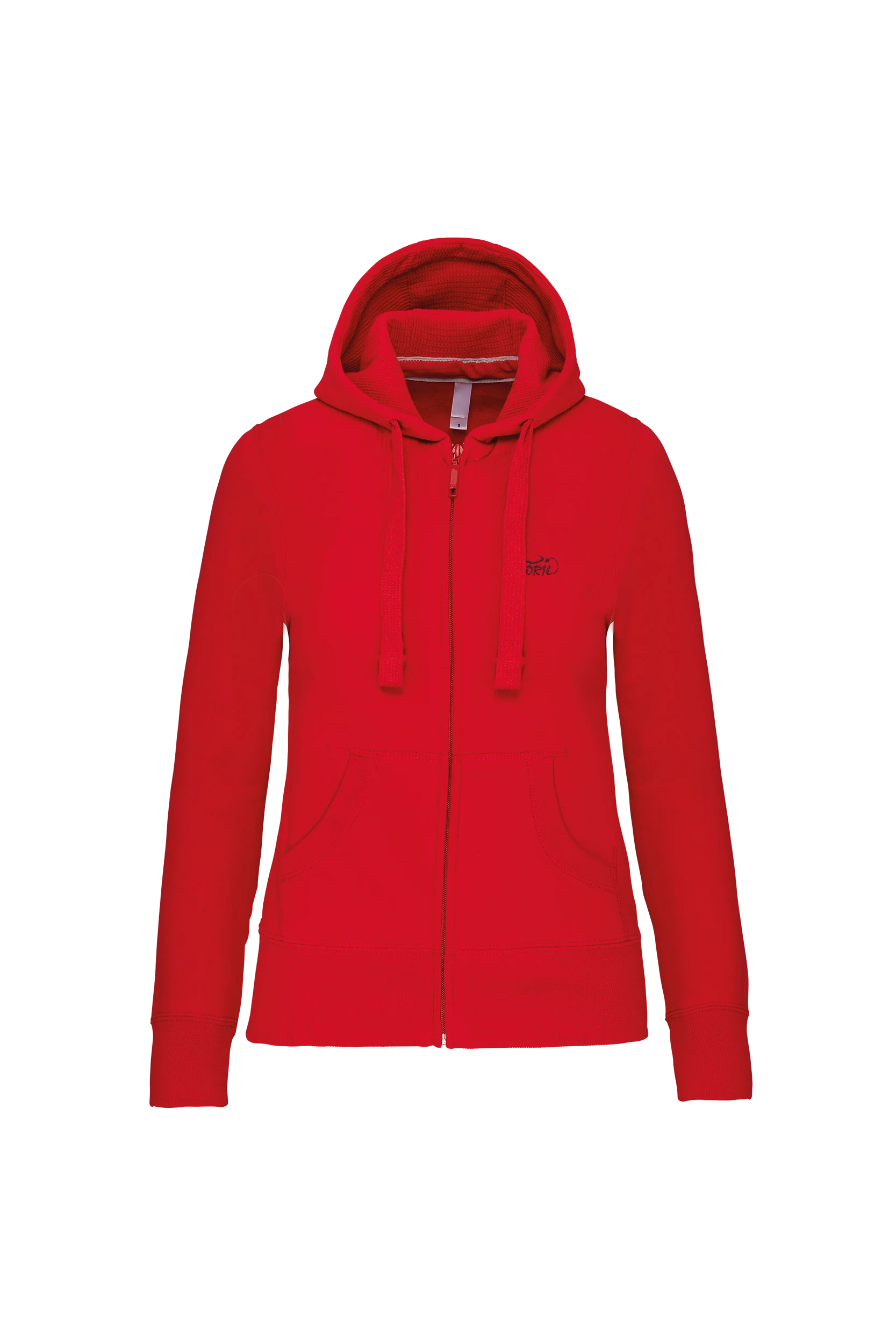 Sweat-shirt zippé capuche rouge