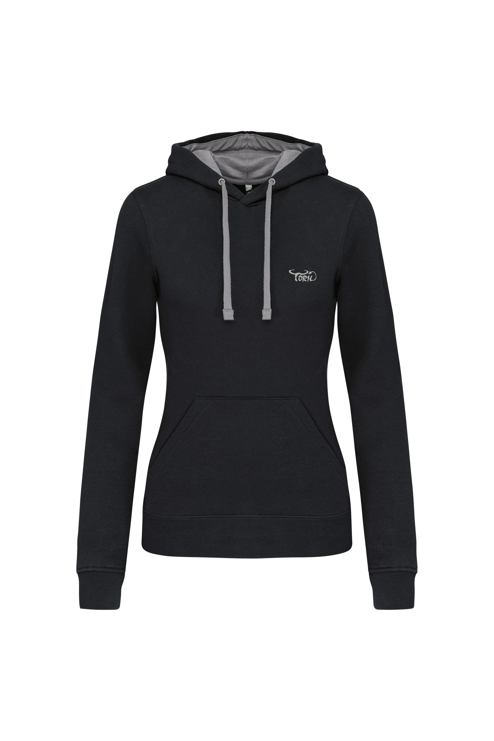 Sweat-shirt capuche contrastée noir