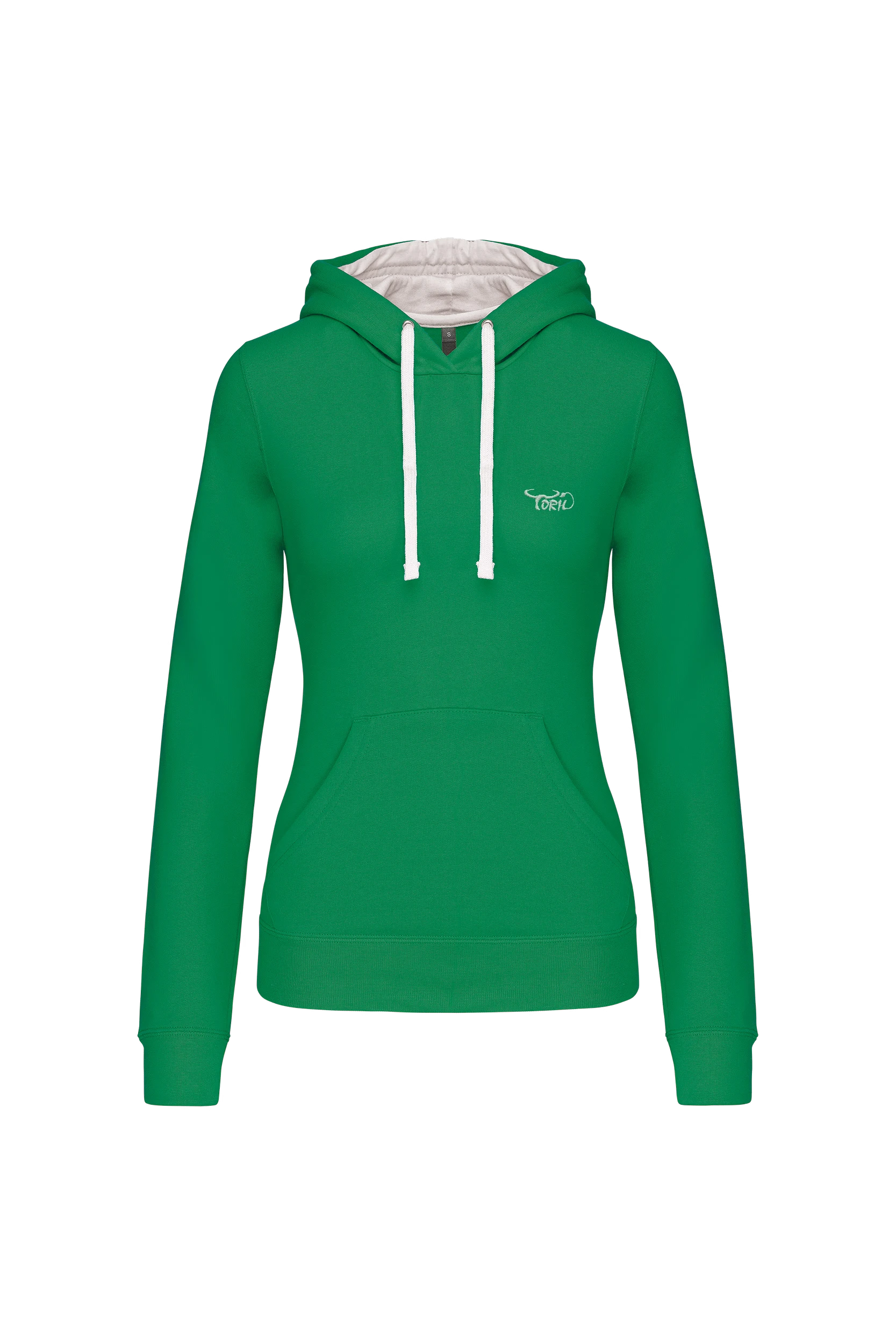 Sweat-shirt capuche contrastée vert vif
