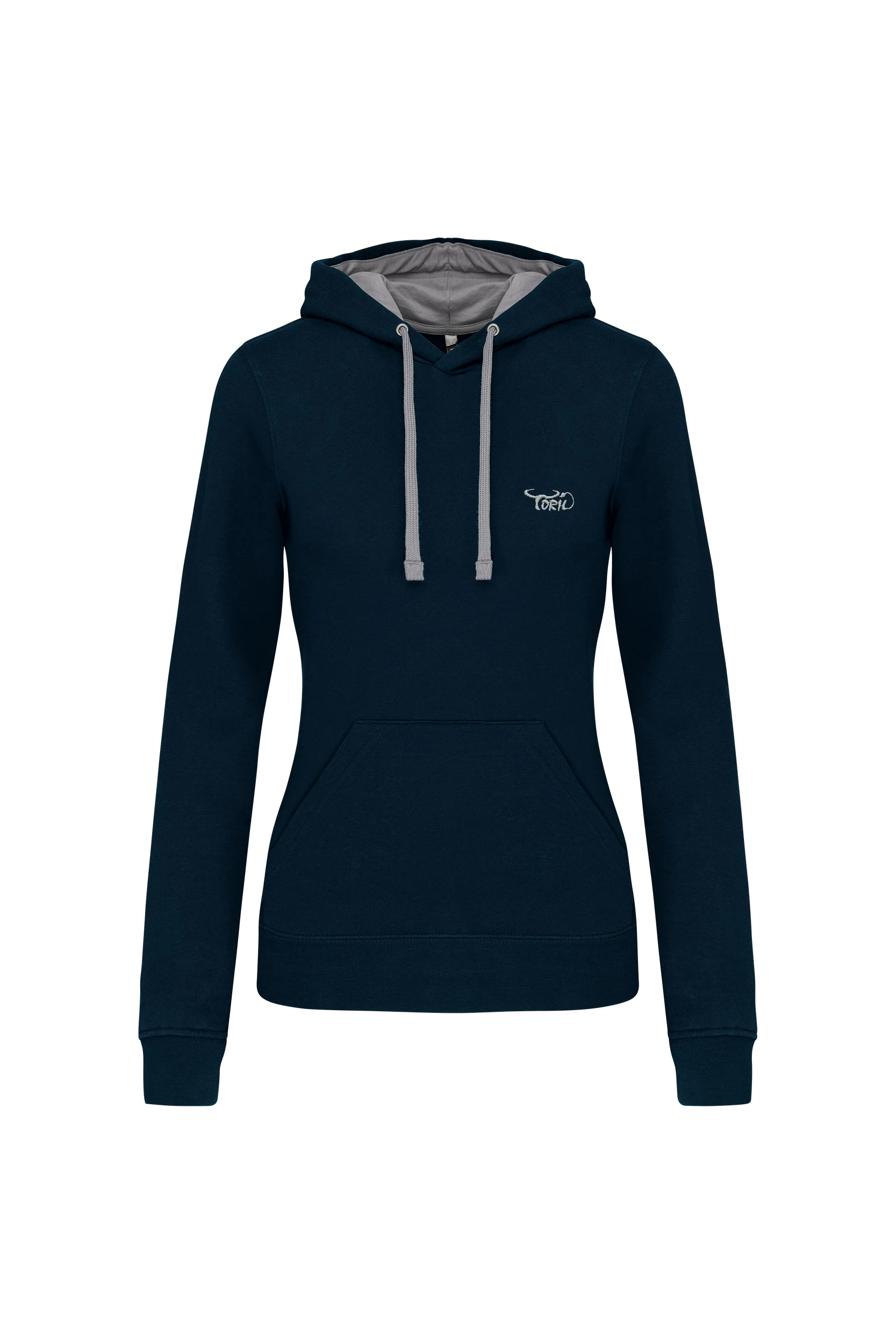 Sweat-shirt capuche contrastée marine