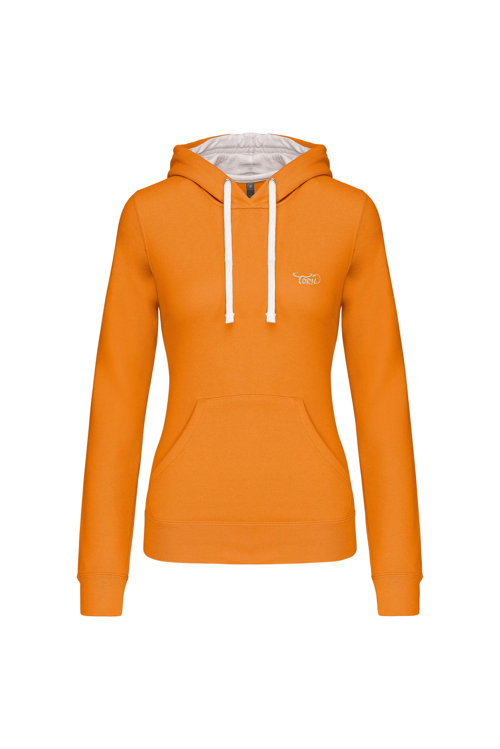 Sweat-shirt capuche contrastée orange
