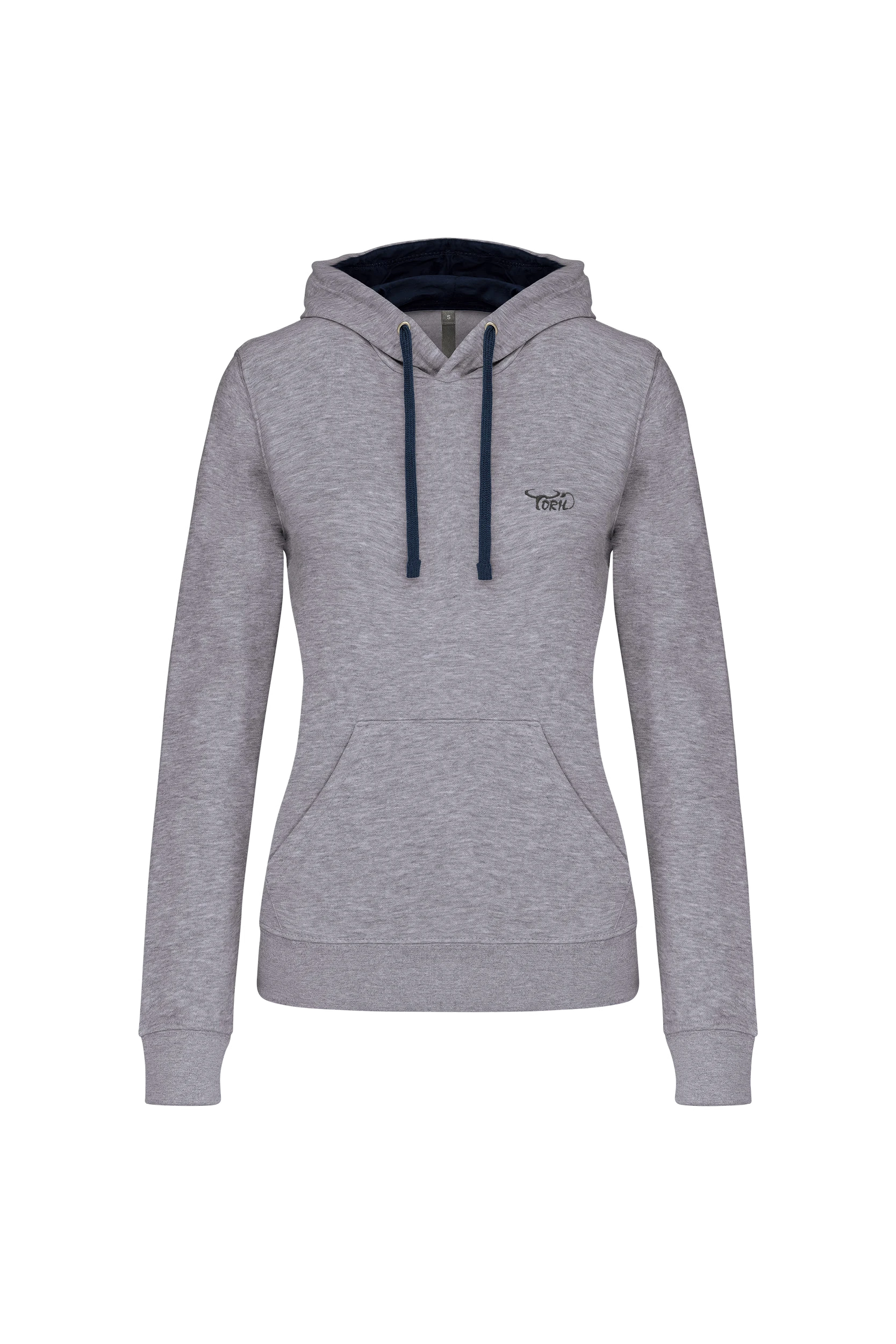 Sweat-shirt capuche contrastée gris