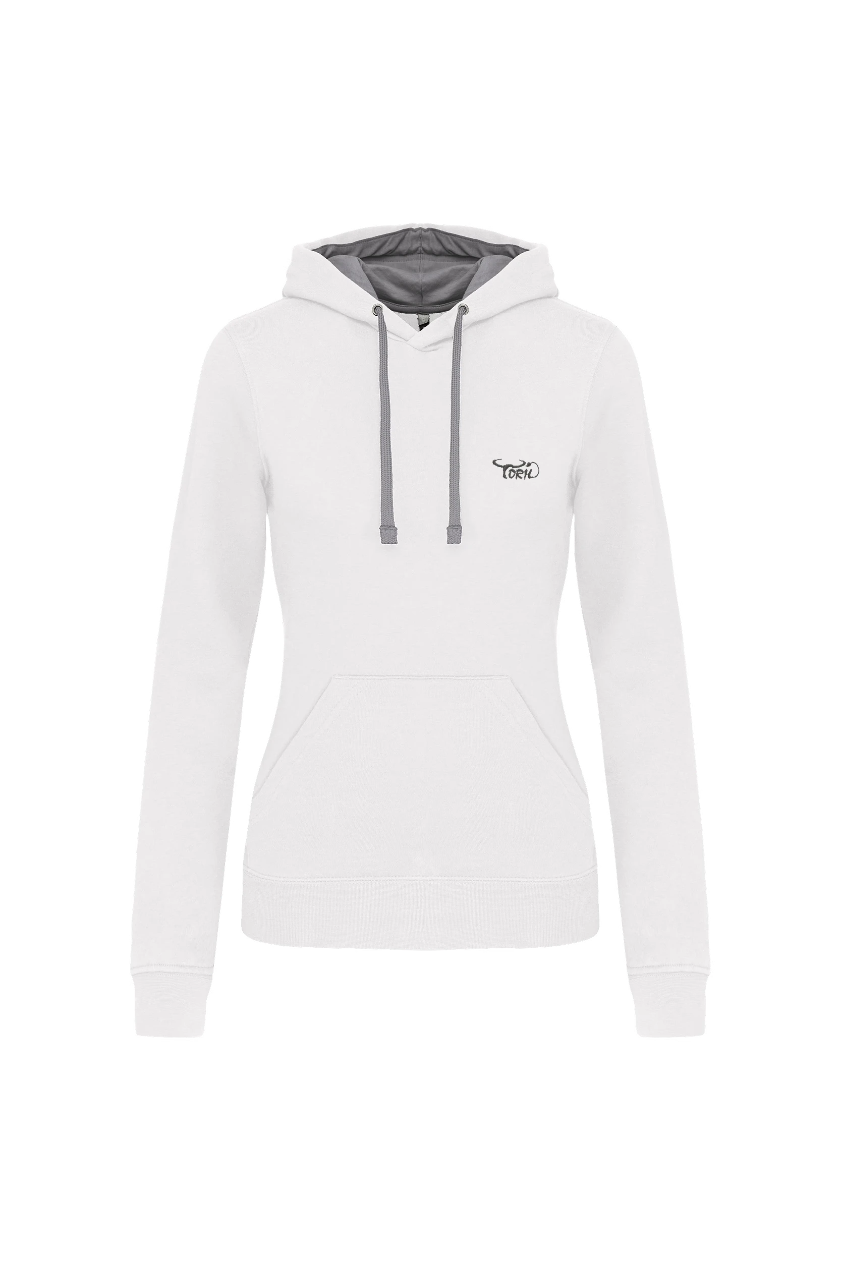 Sweat-shirt capuche contrastée blanc