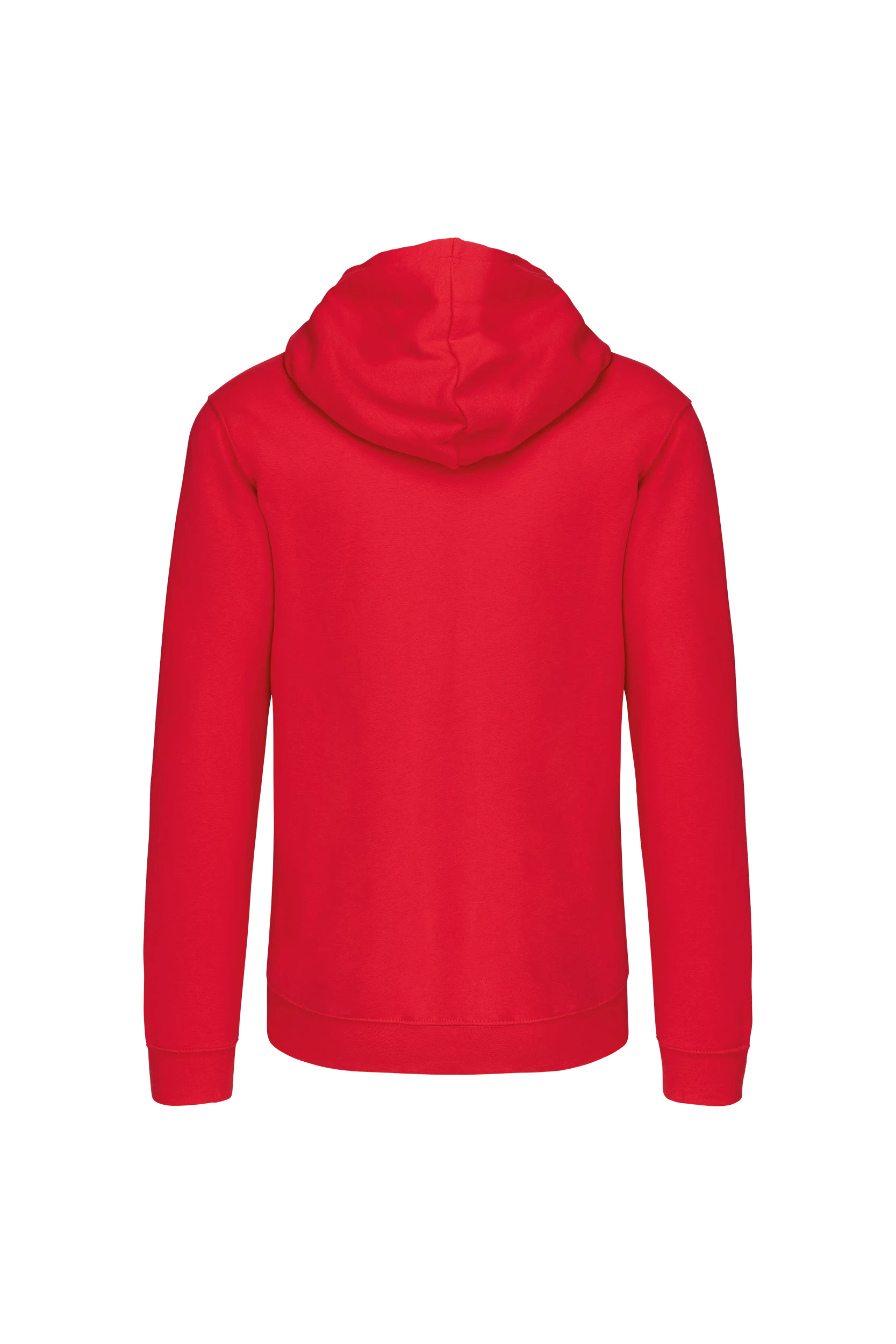 Sweat-shirt zippé capuche contrastée rouge