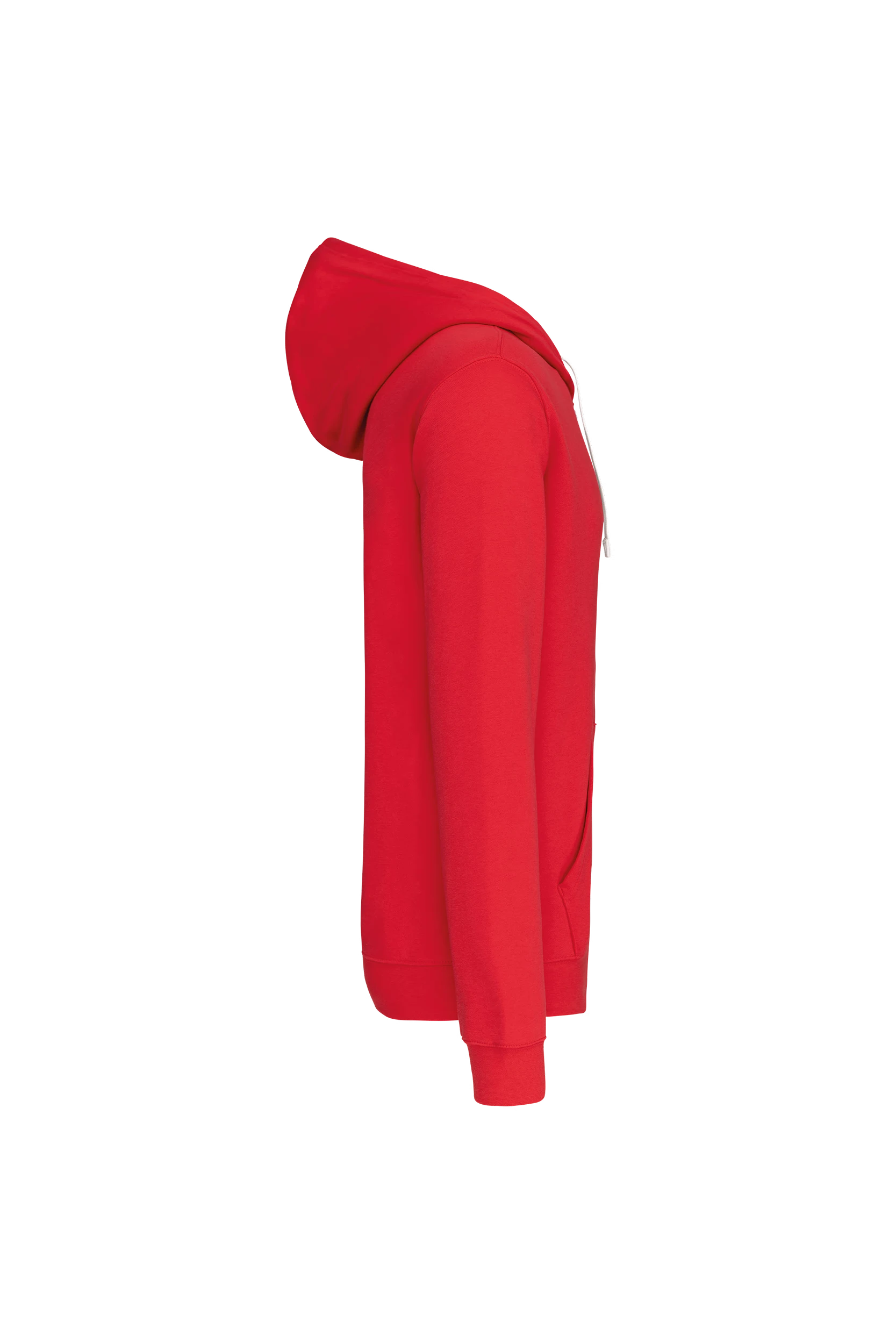 Sweat-shirt zippé capuche contrastée rouge
