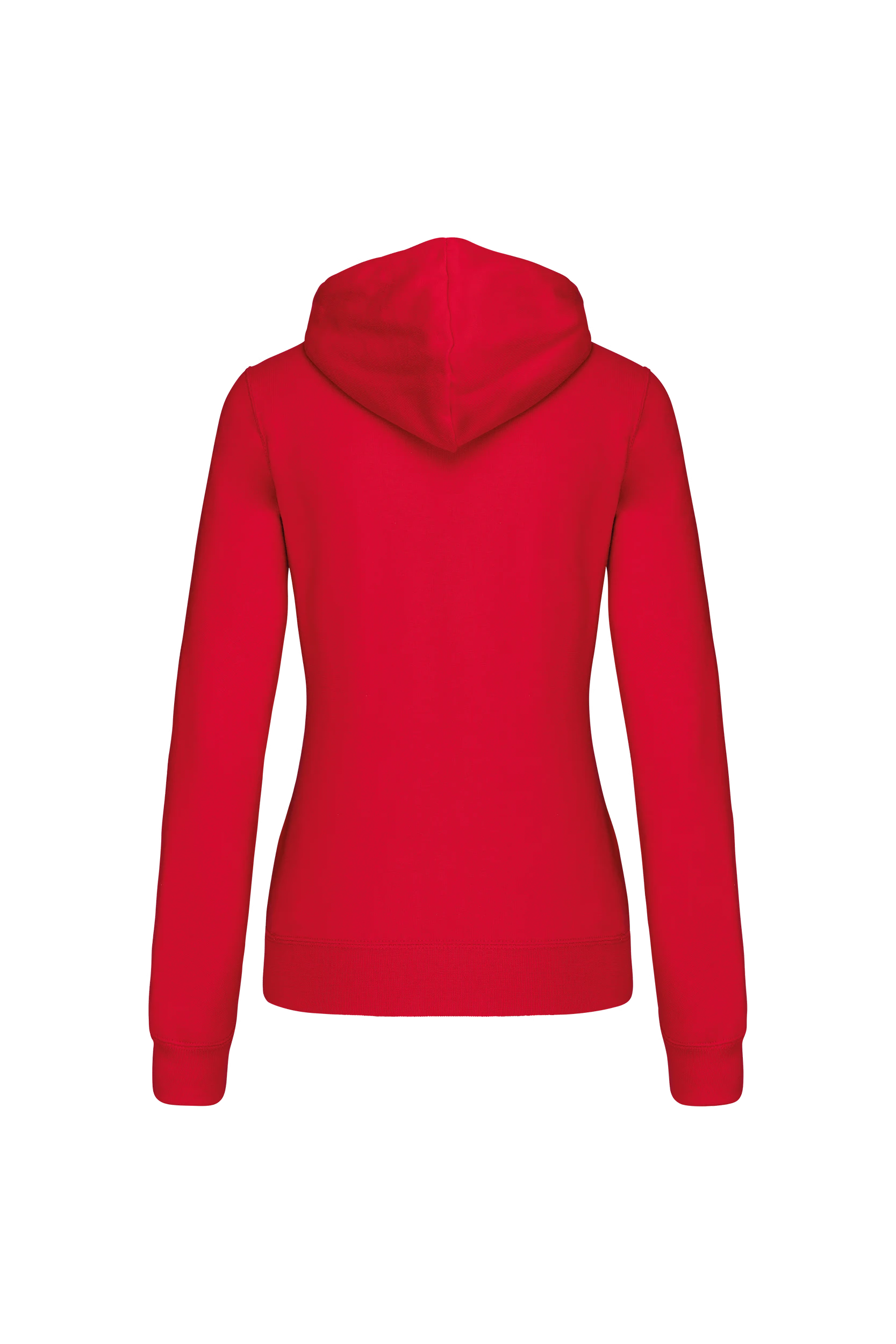 Sweat-shirt zippé capuche contrastée rouge