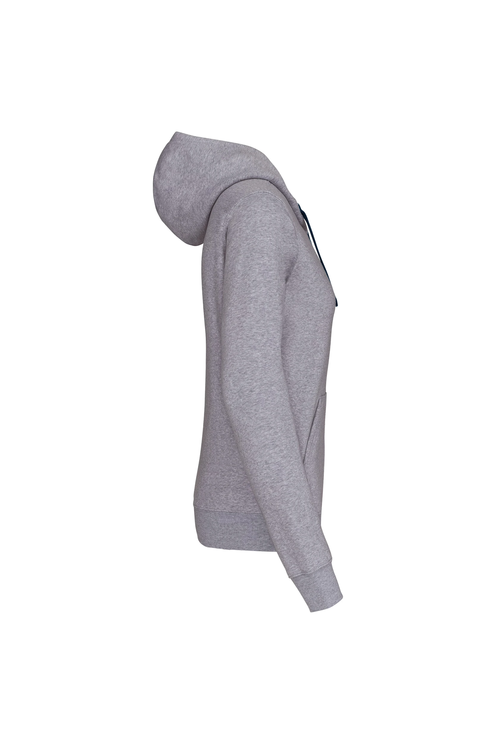 Sweat-shirt zippé capuche contrastée gris
