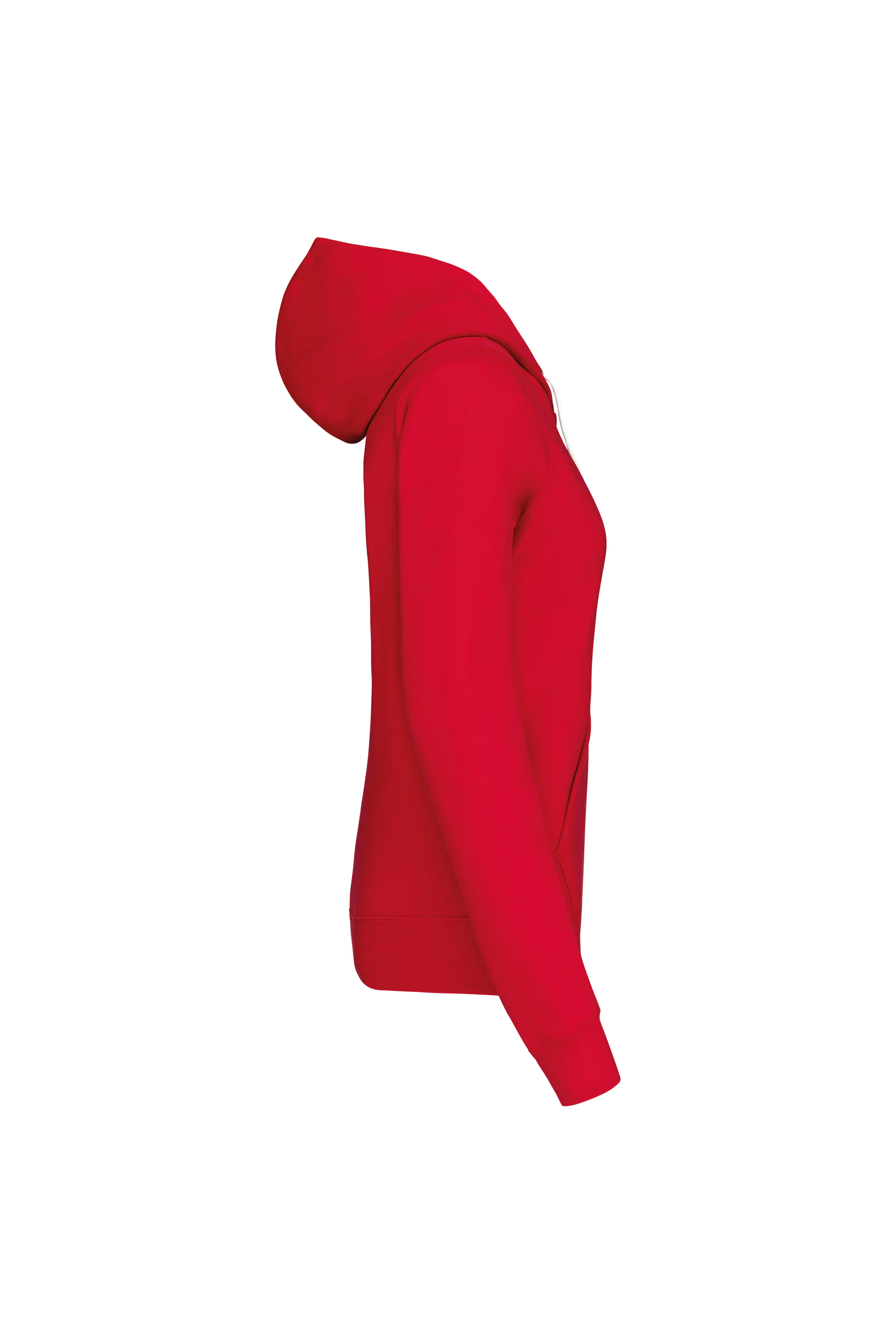 Sweat-shirt zippé capuche contrastée rouge