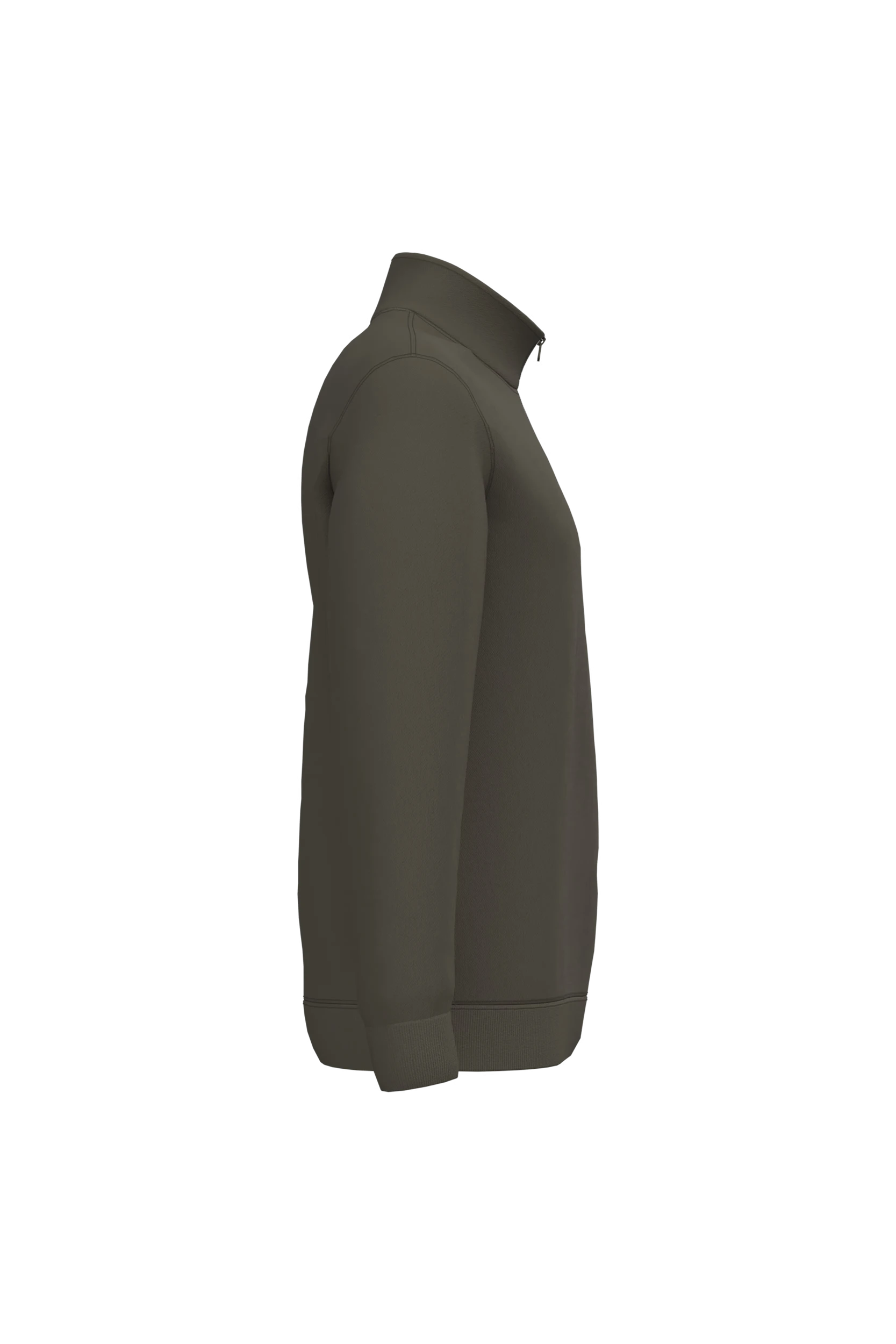 Sweat-shirt col zippé kaki