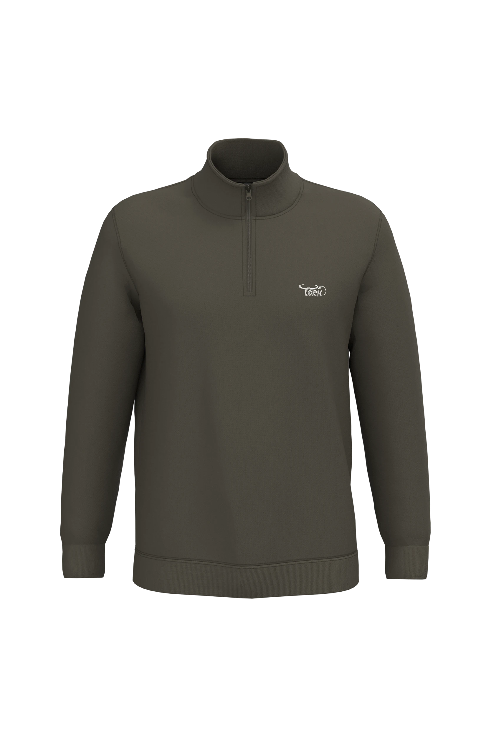 Sweat-shirt col zippé kaki