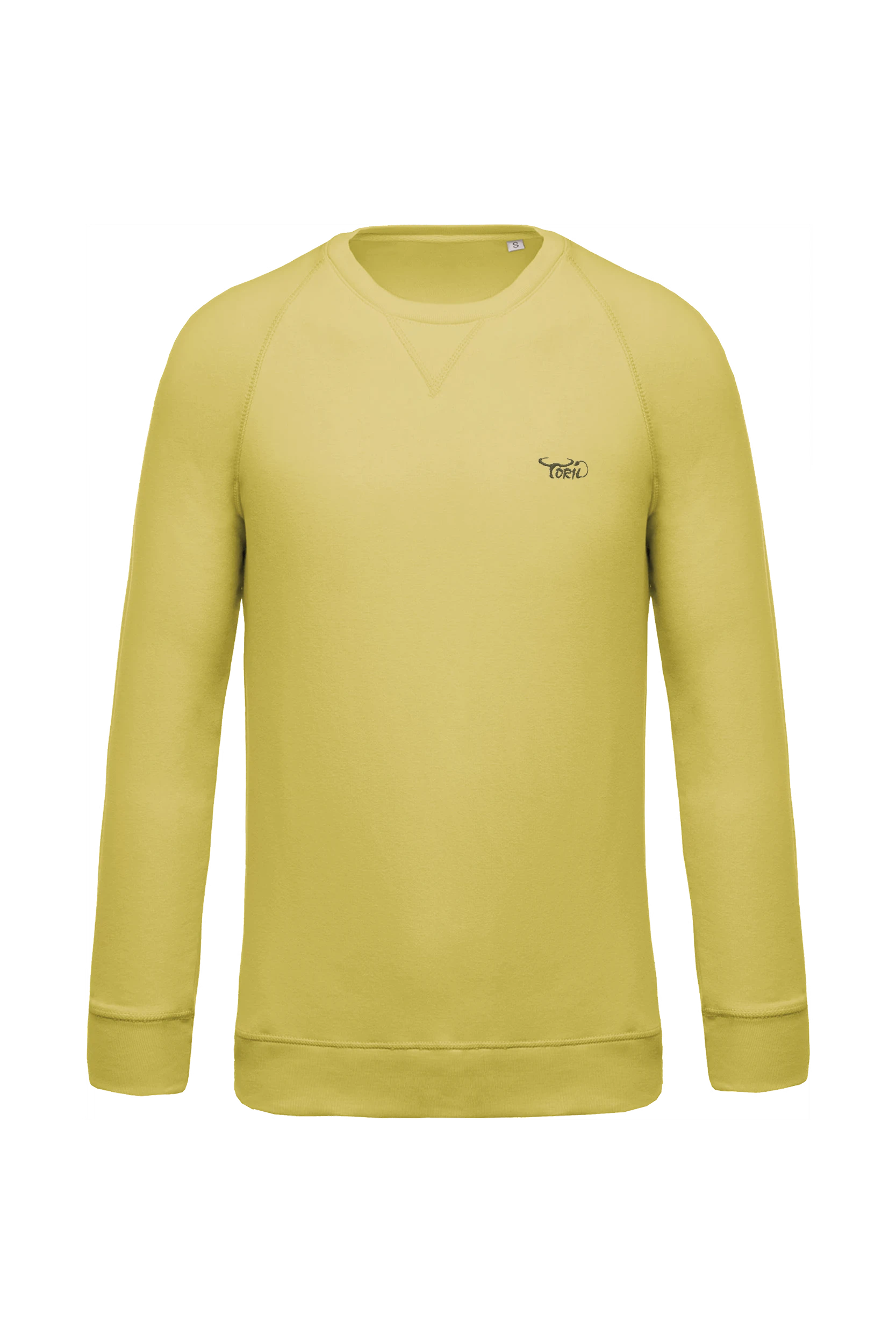 Sweat-shirt bio col rond manches raglan jaune citron