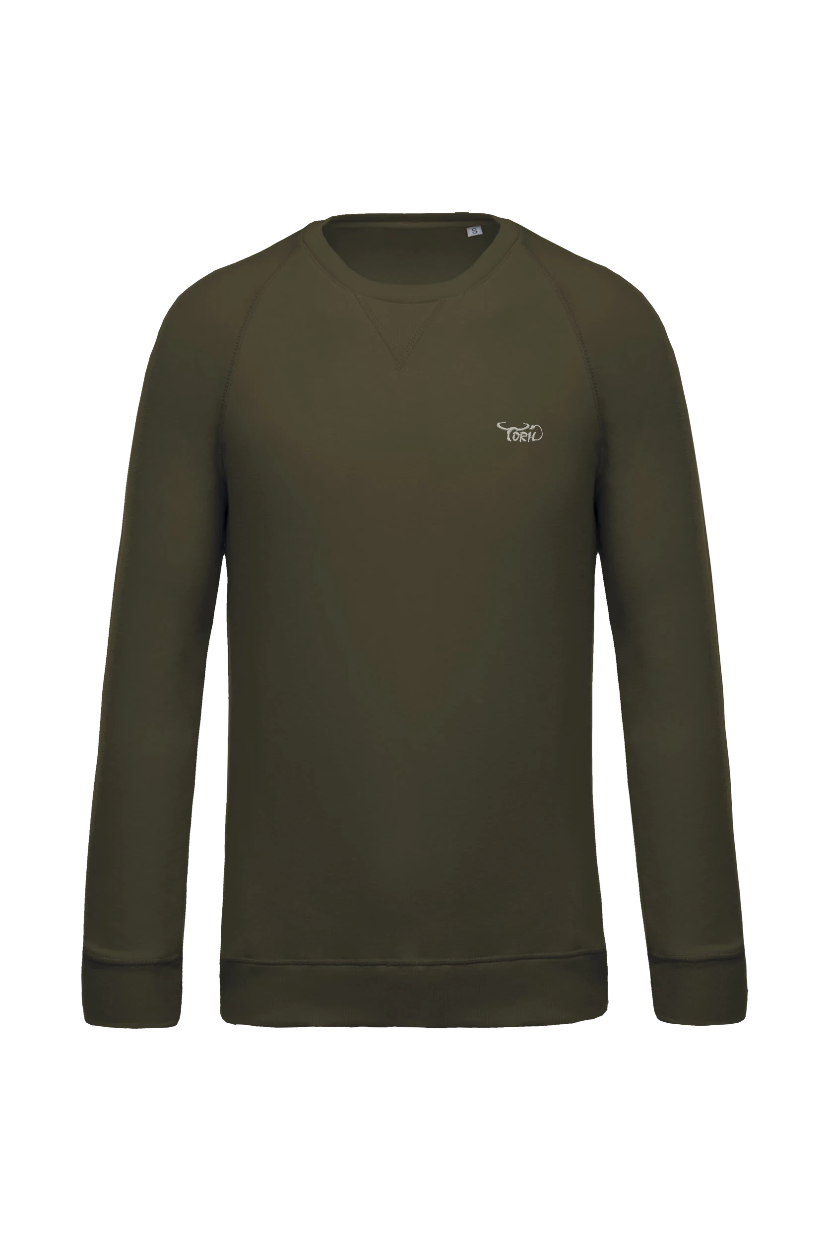 Sweat-shirt bio col rond manches raglan vert mousse