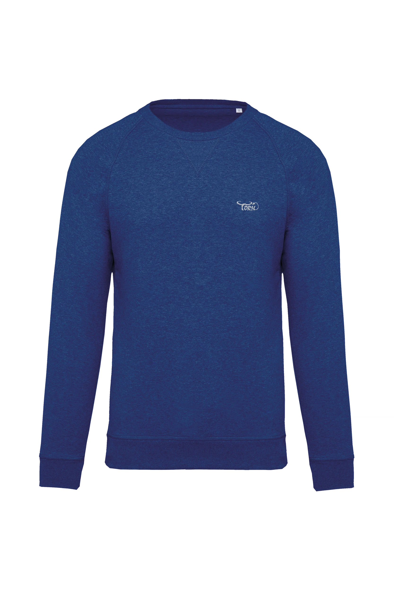 Sweat-shirt bio col rond manches raglan bleu océan