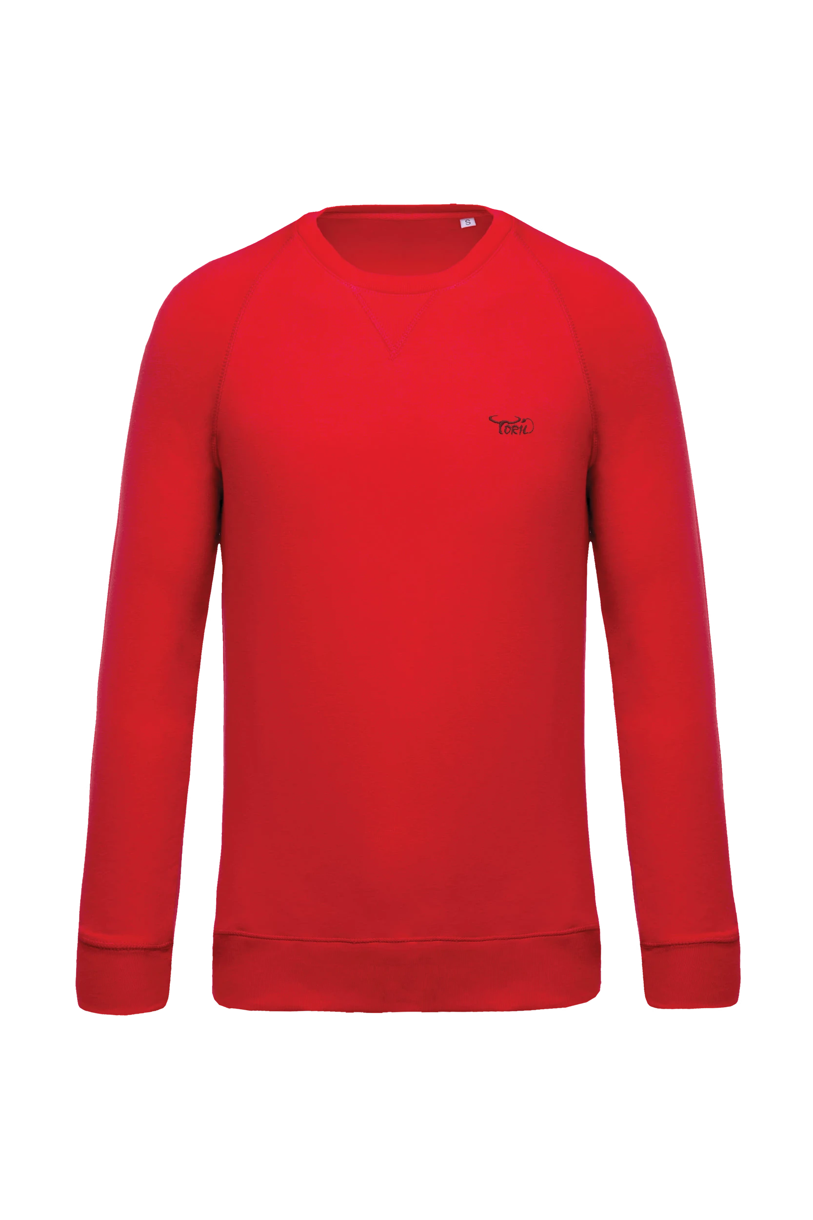 Sweat-shirt bio col rond manches raglan rouge