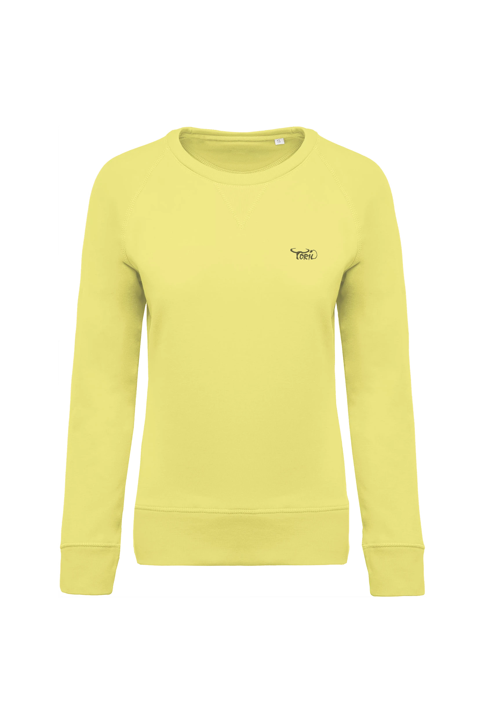 Sweat-shirt bio col rond manches raglan jaune citron