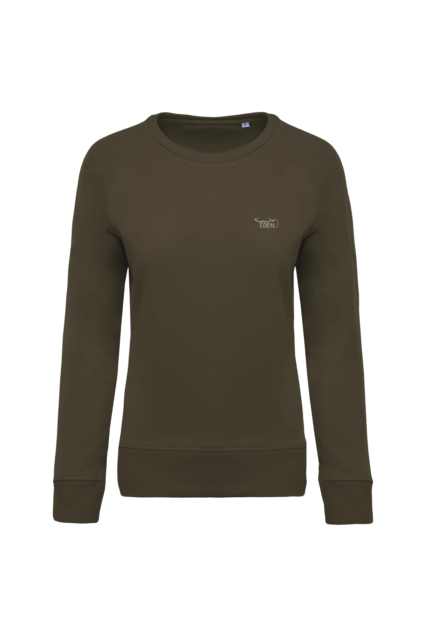 Sweat-shirt bio col rond manches raglan vert mousse