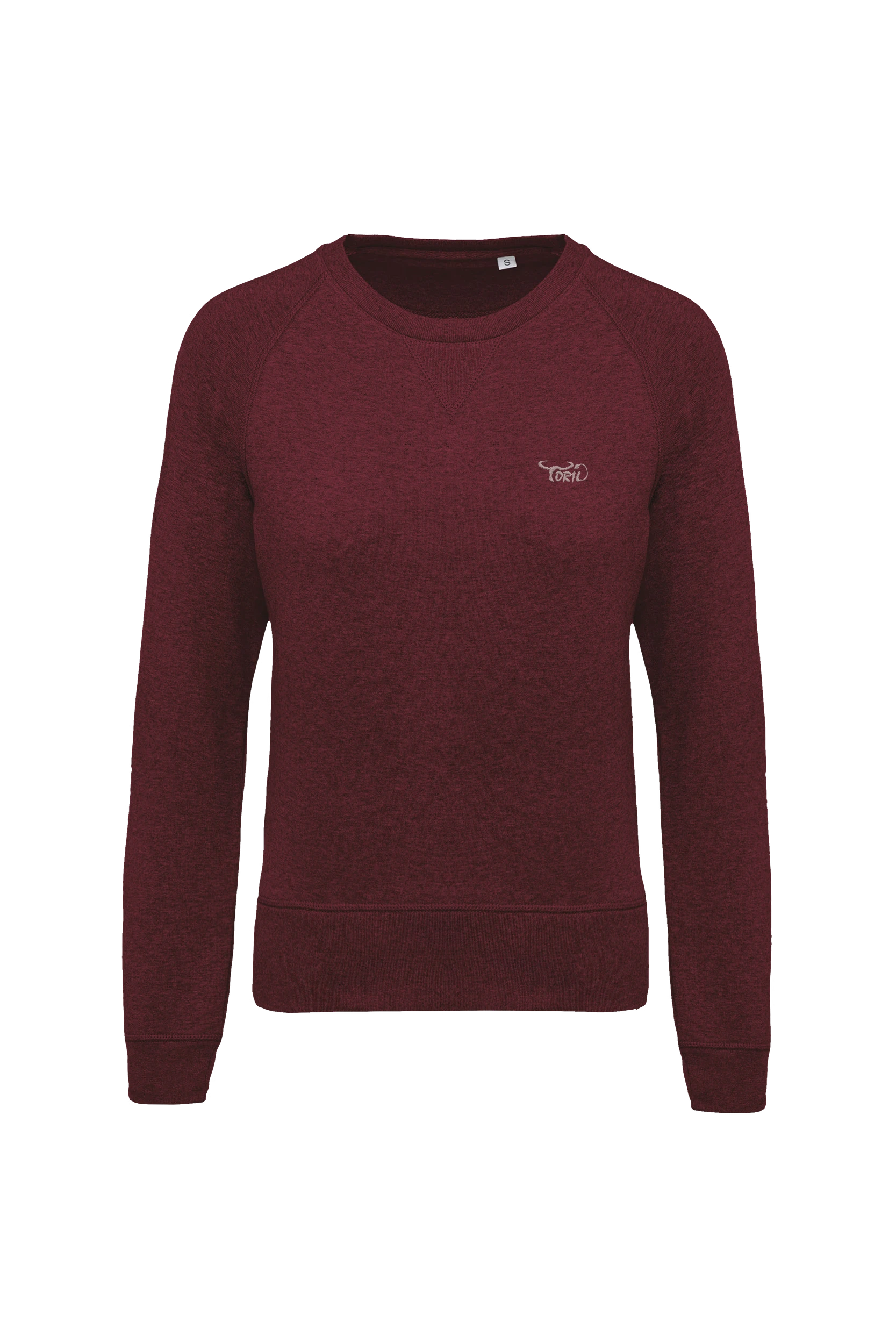 Sweat-shirt bio col rond manches raglan bordeaux