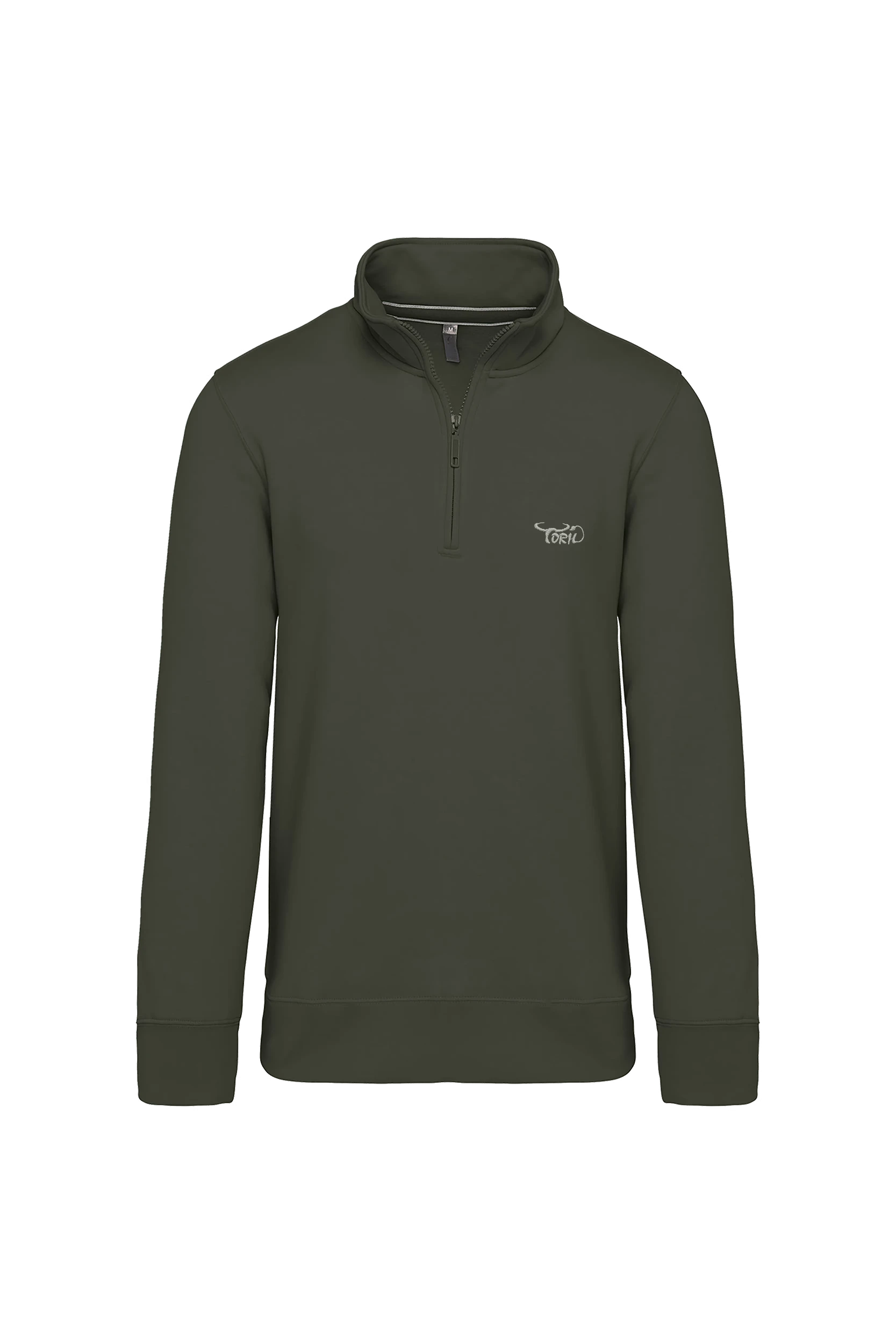 Sweat-shirt col zippé kaki