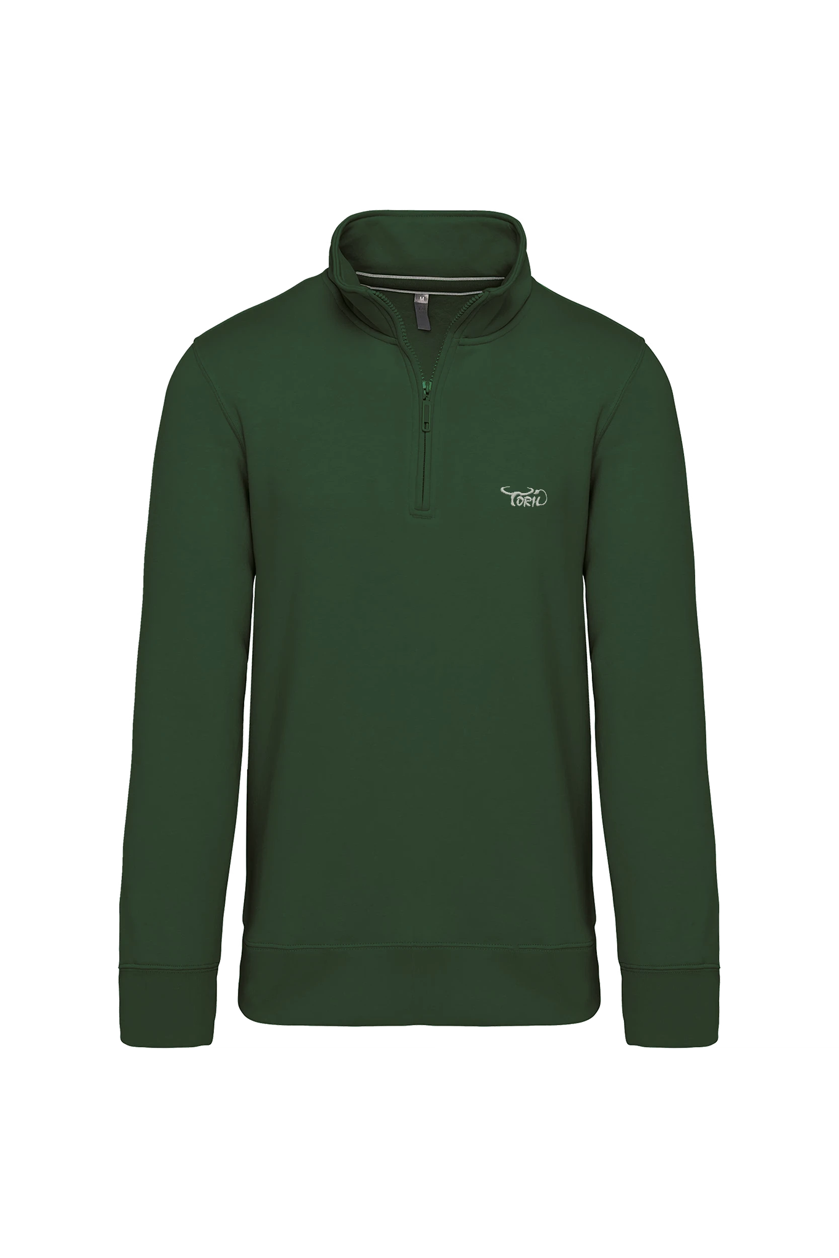Sweat-shirt col zippé vert forêt
