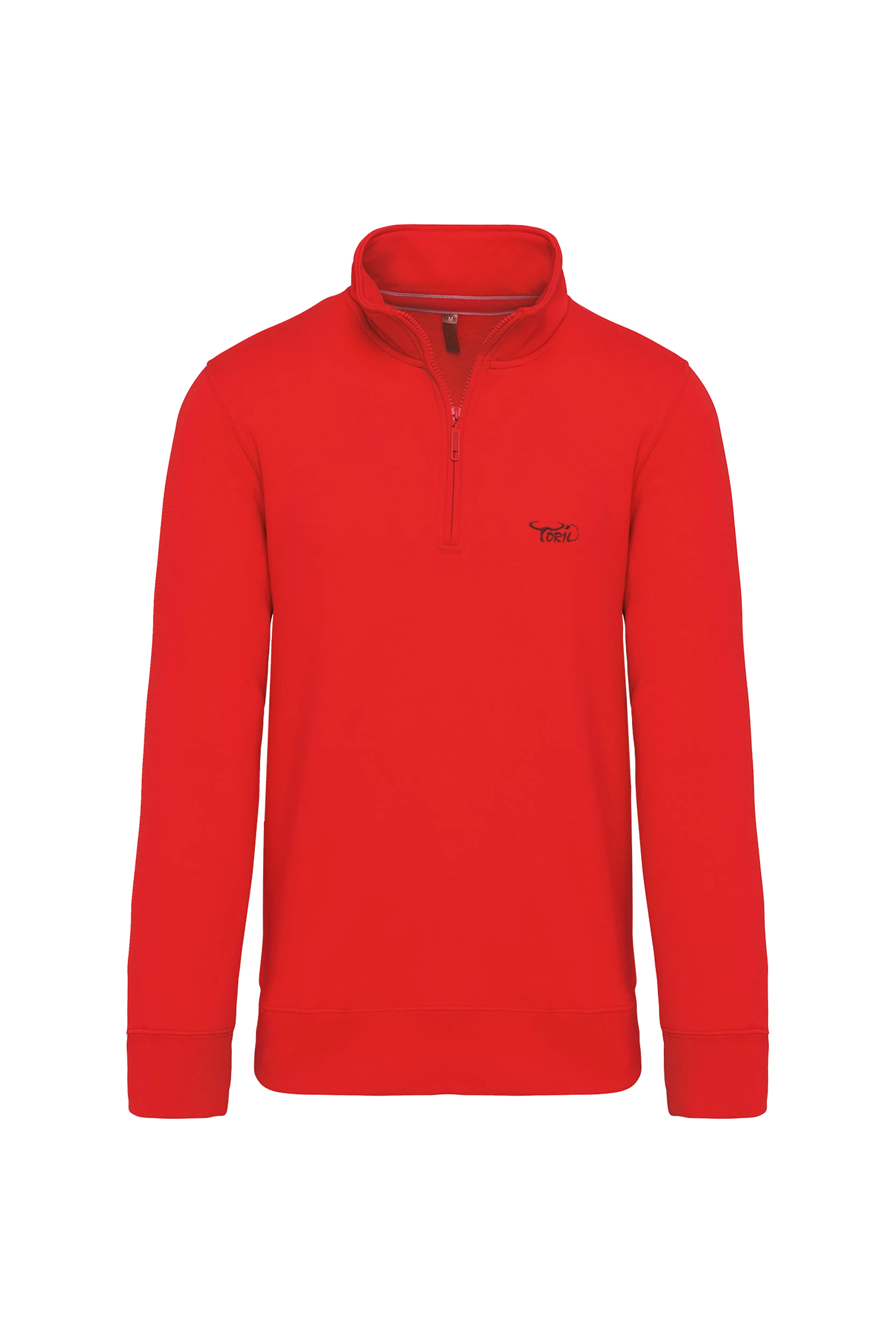 Sweat-shirt col zippé rouge