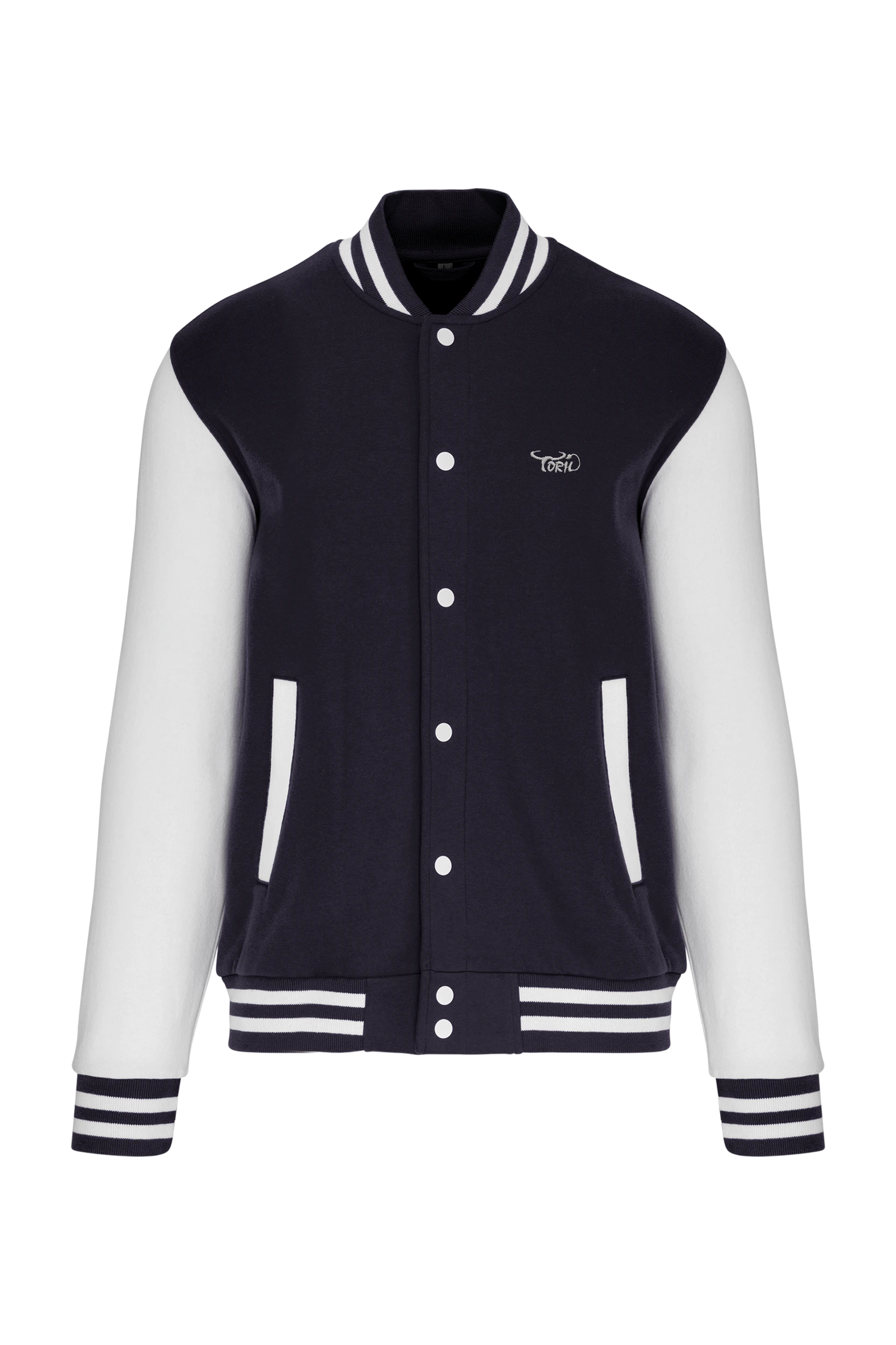 Blouson molleton teddy unisexe marine et blanc