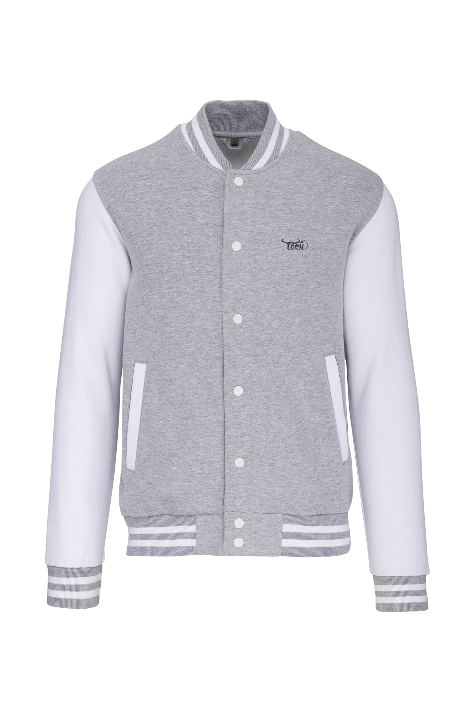 Blouson molleton teddy unisexe gris et blanc
