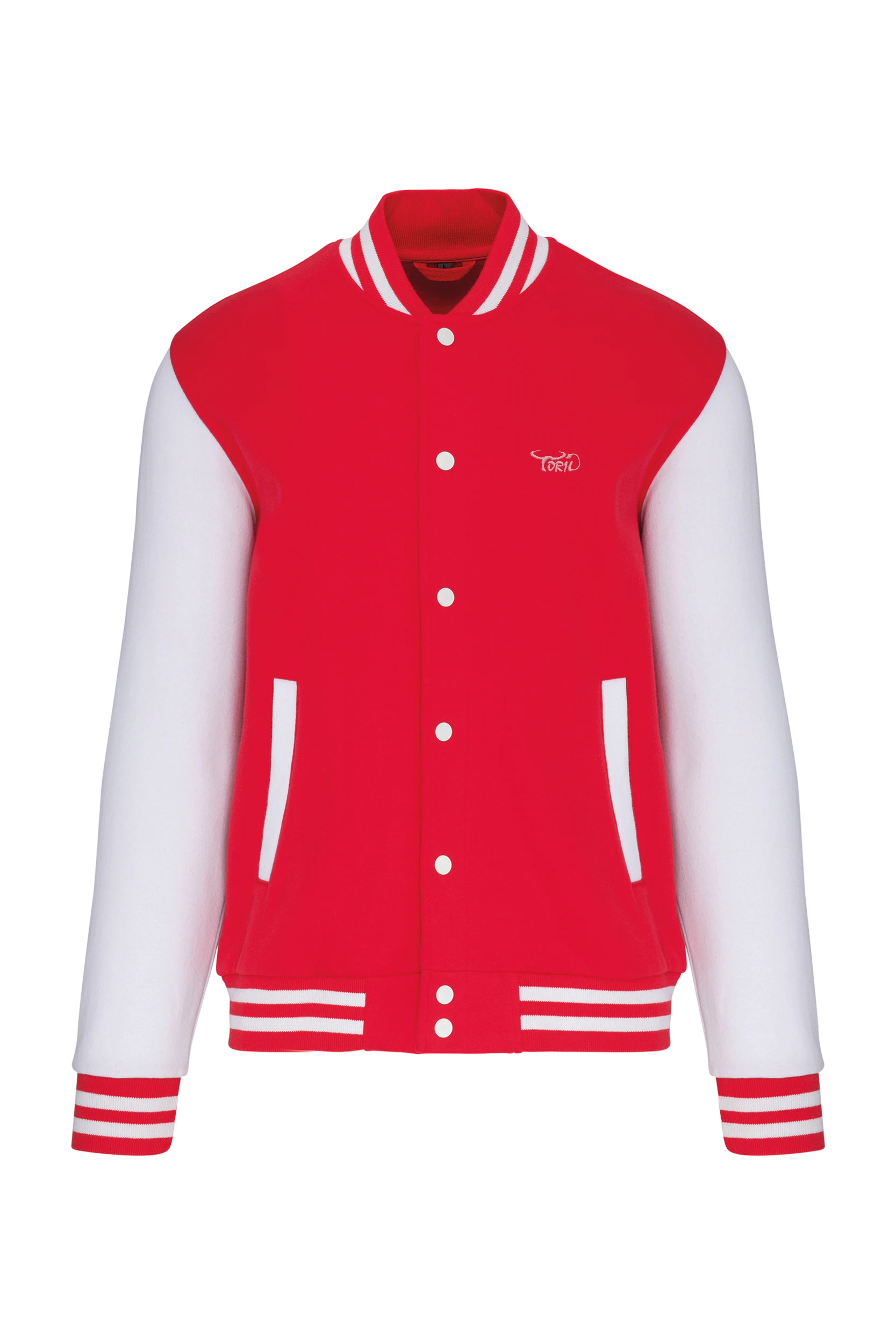 Blouson molleton teddy unisexe rouge et blanc