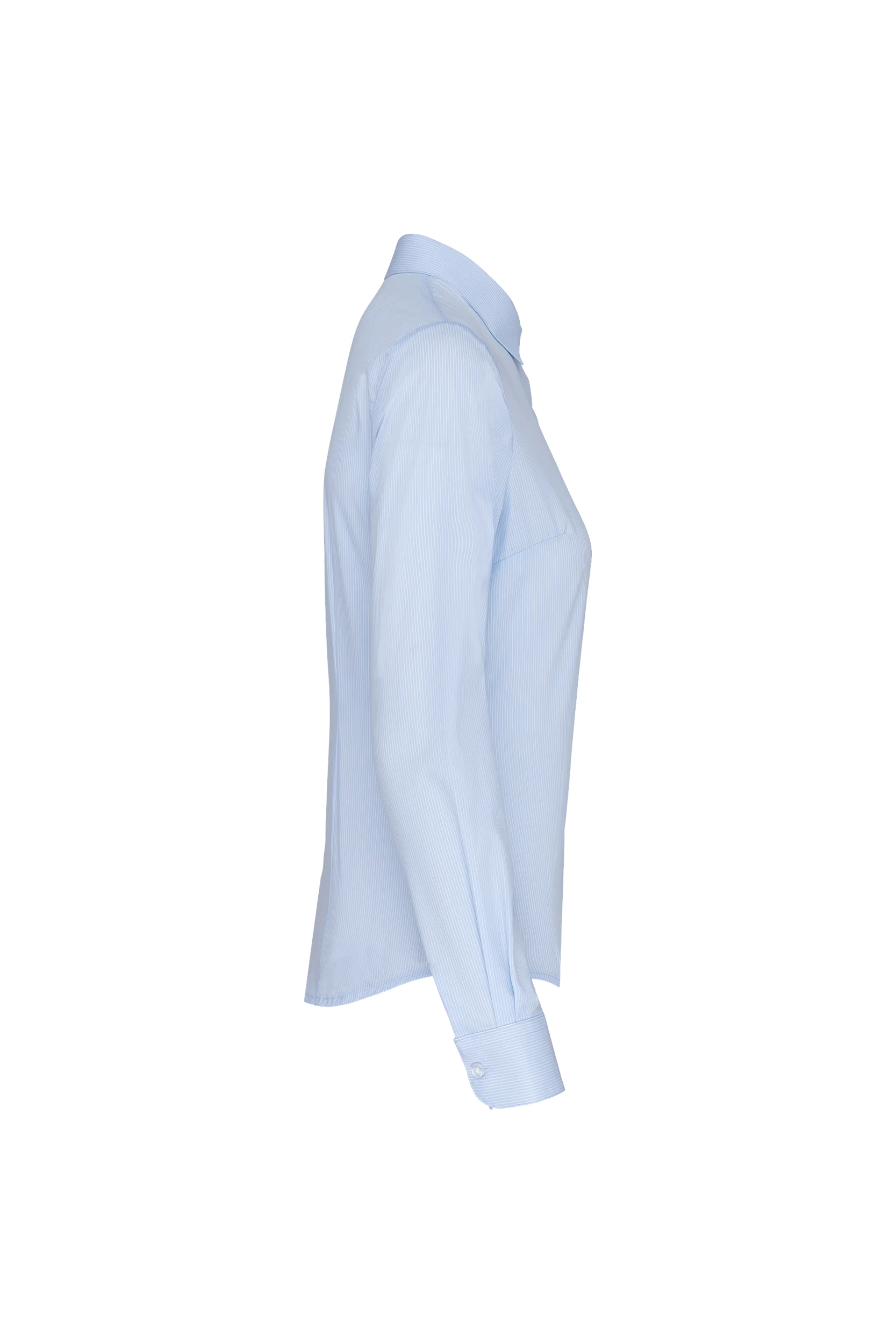 Chemise popeline manches longues blanc à rayures bleu pâle