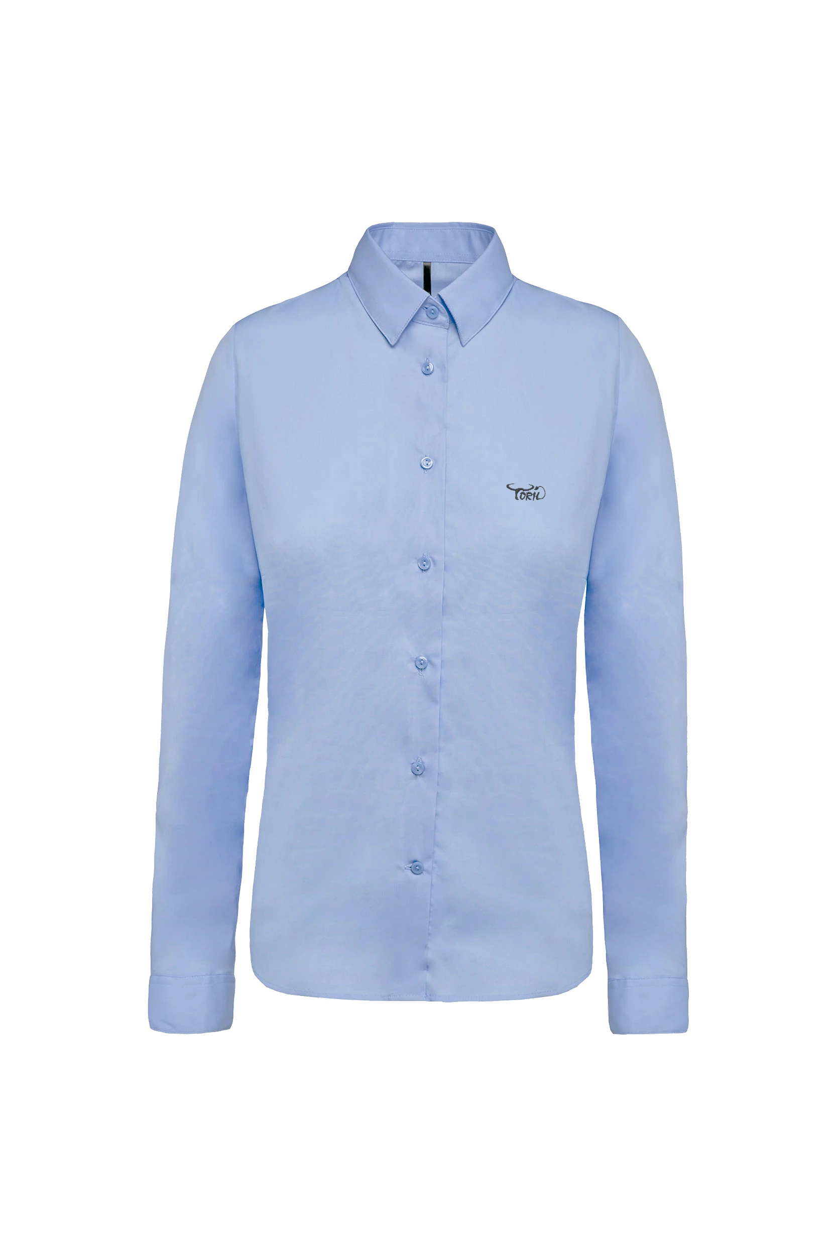 Chemise popeline manches longues bleu clair 
