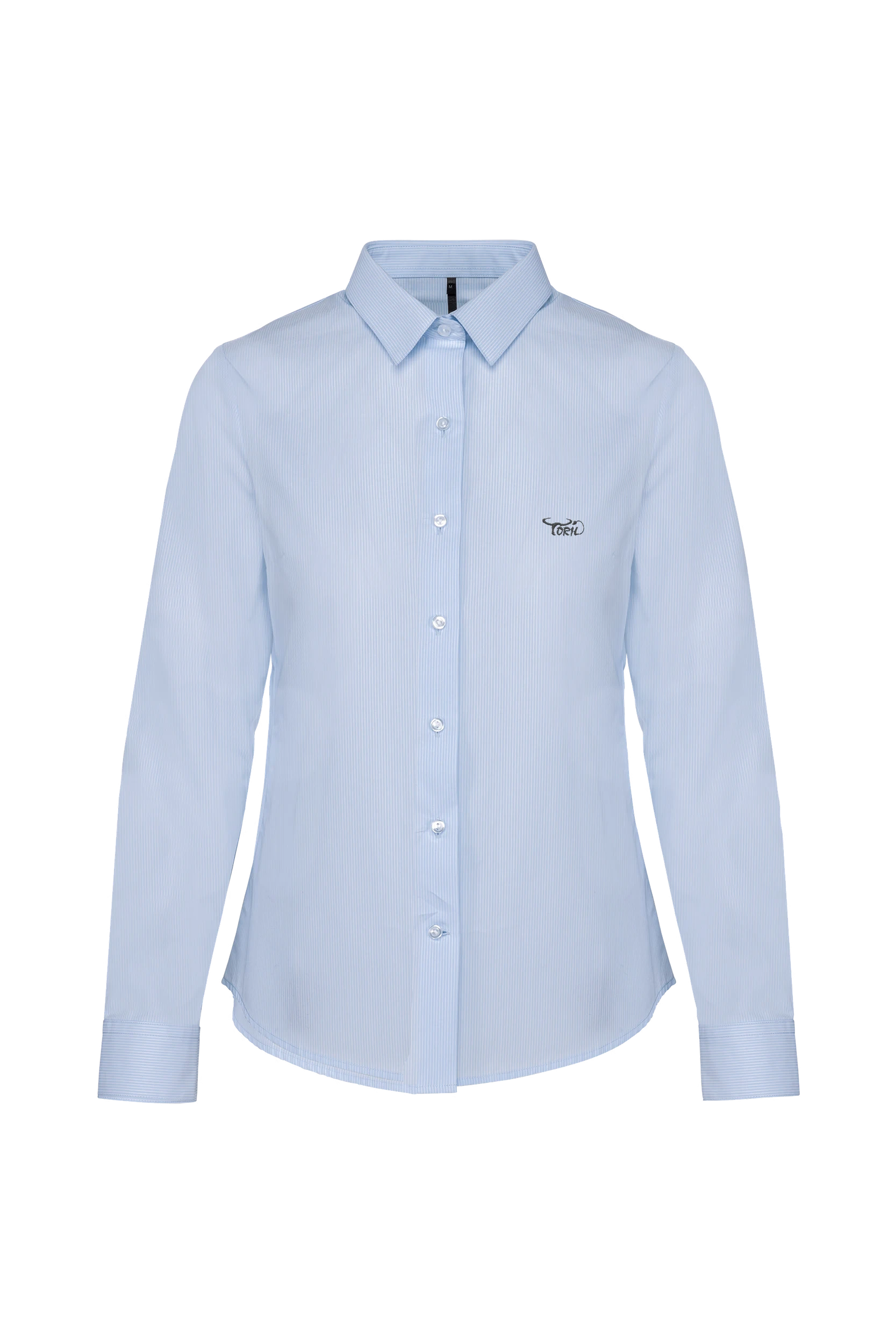 Chemise popeline manches longues blanc à rayures bleu pâle