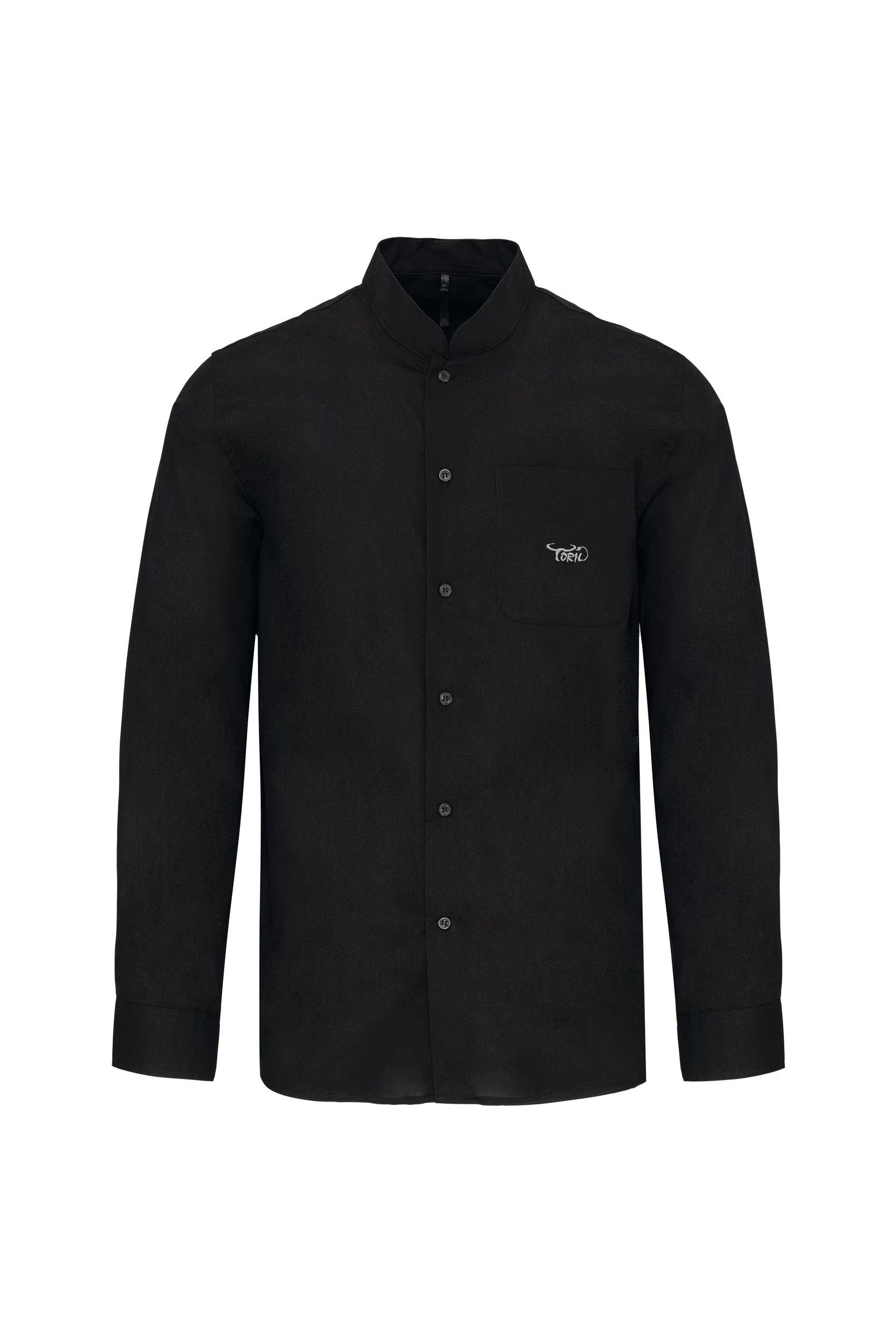 Chemise col mao manches longues noir