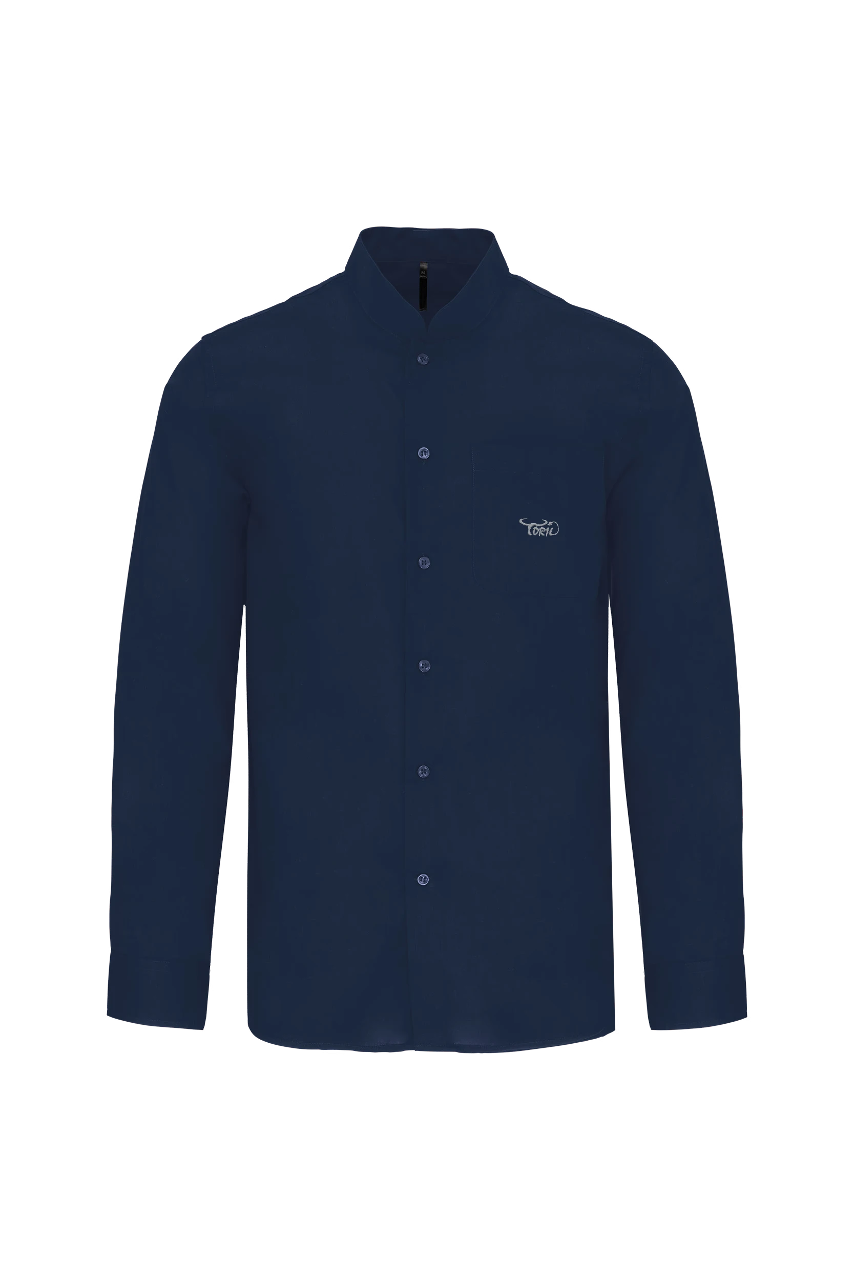 Chemise col mao manches longues marine