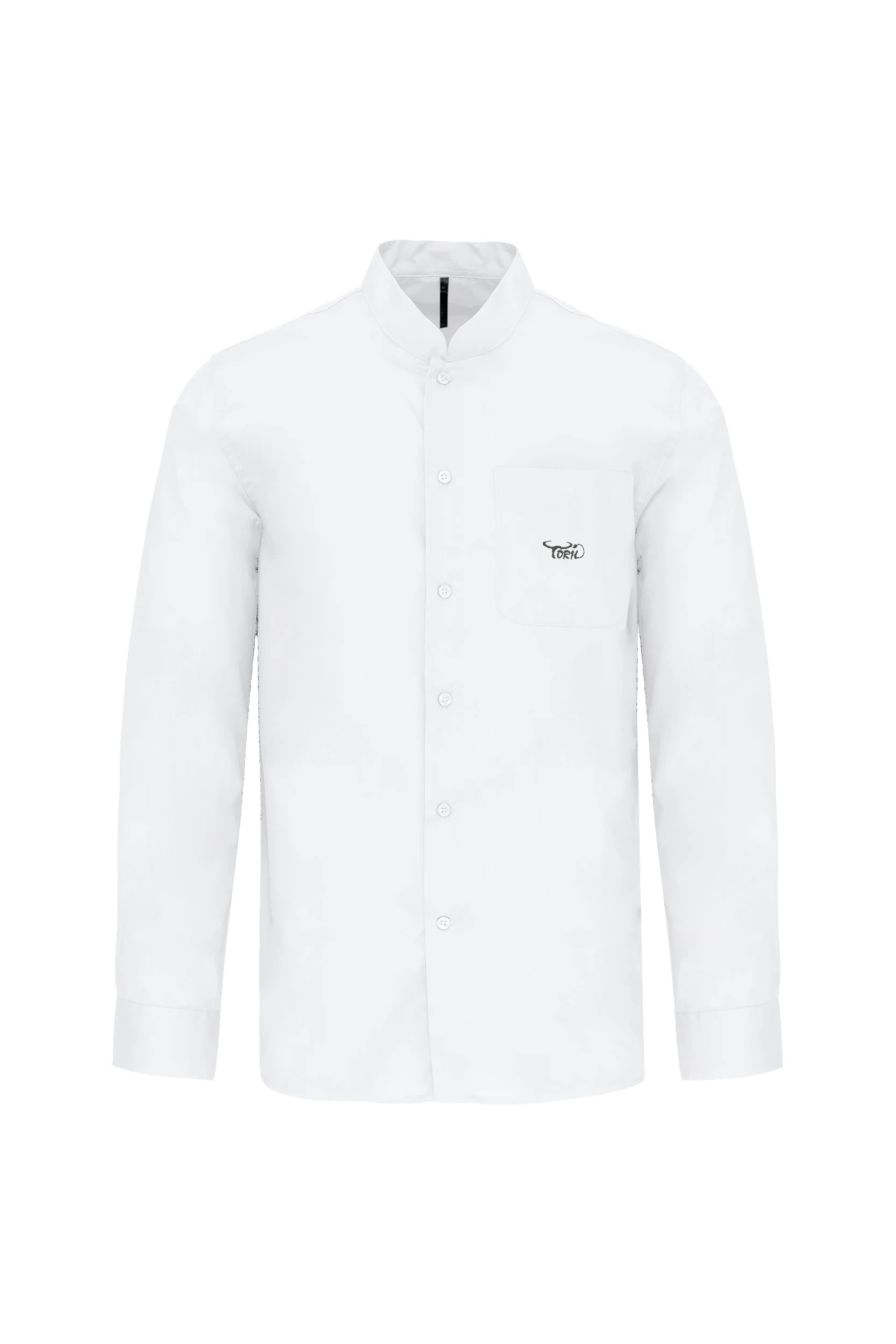Chemise col mao manches longues blanc