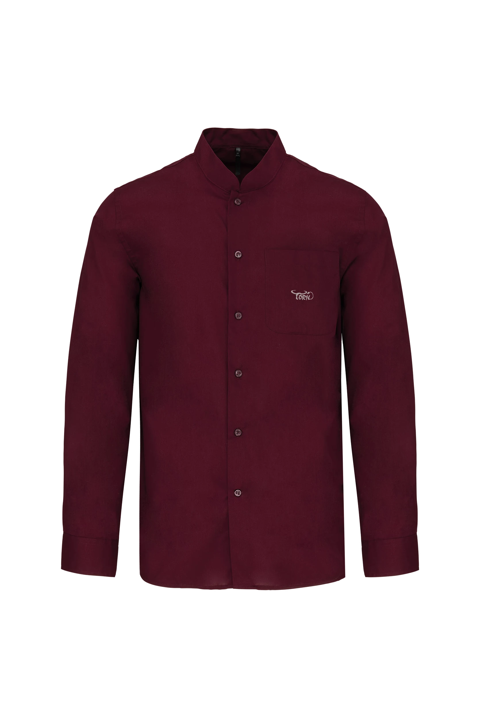 Chemise col mao manches longues bordeaux