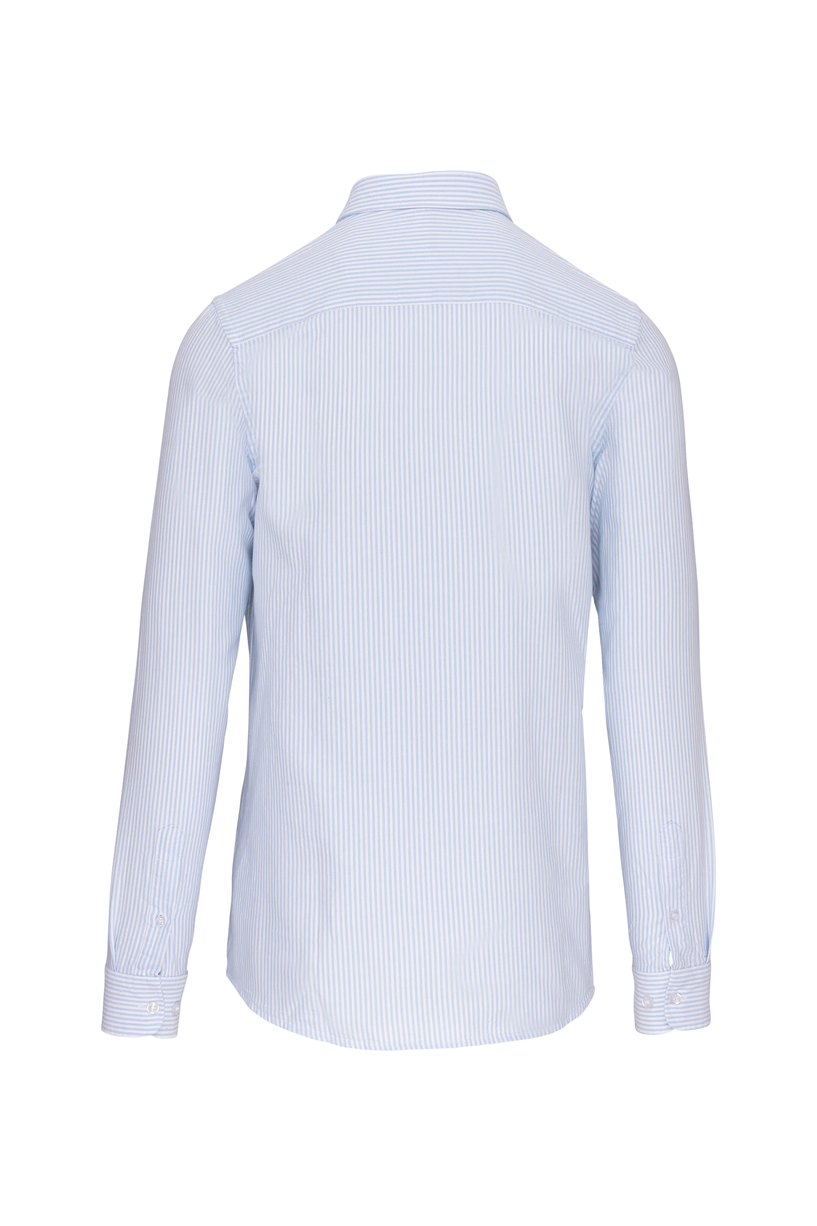 Chemise Oxford manches longues blanc à rayures bleu oxford