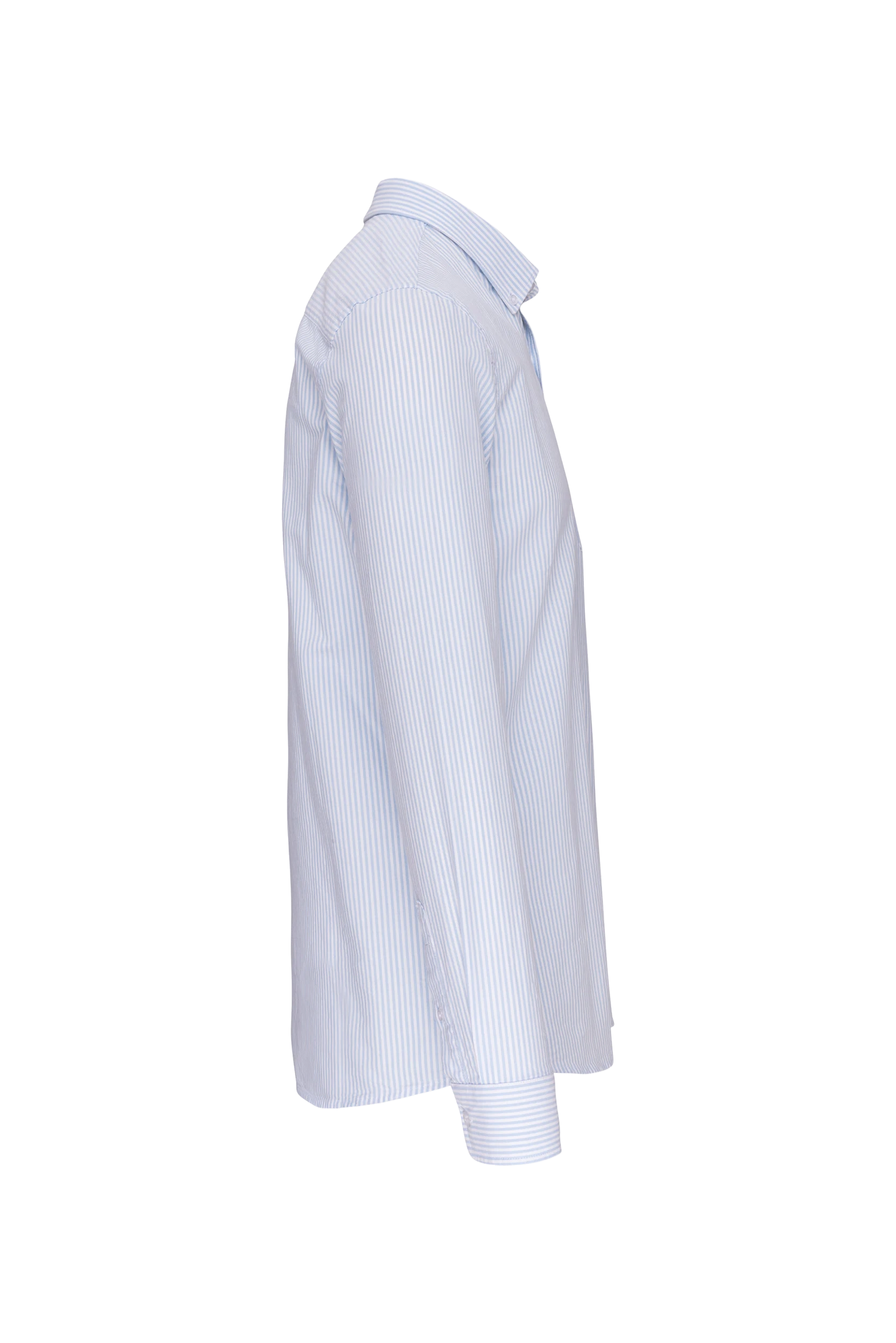 Chemise Oxford manches longues blanc à rayures bleu oxford