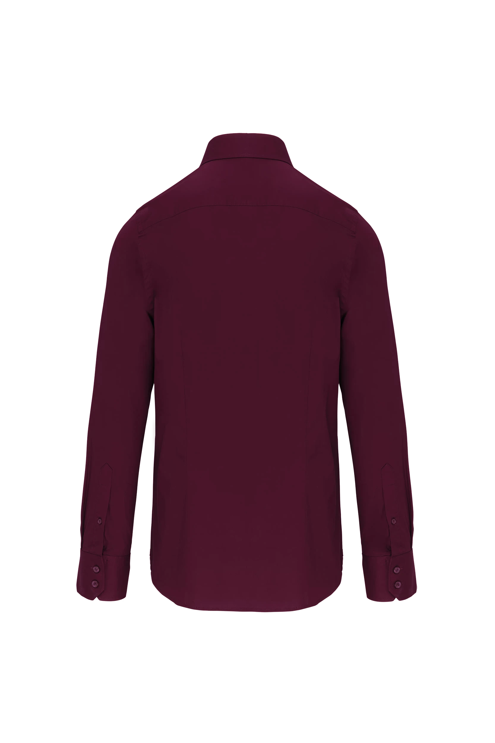 Chemise coton/élasthanne manches longues bordeaux