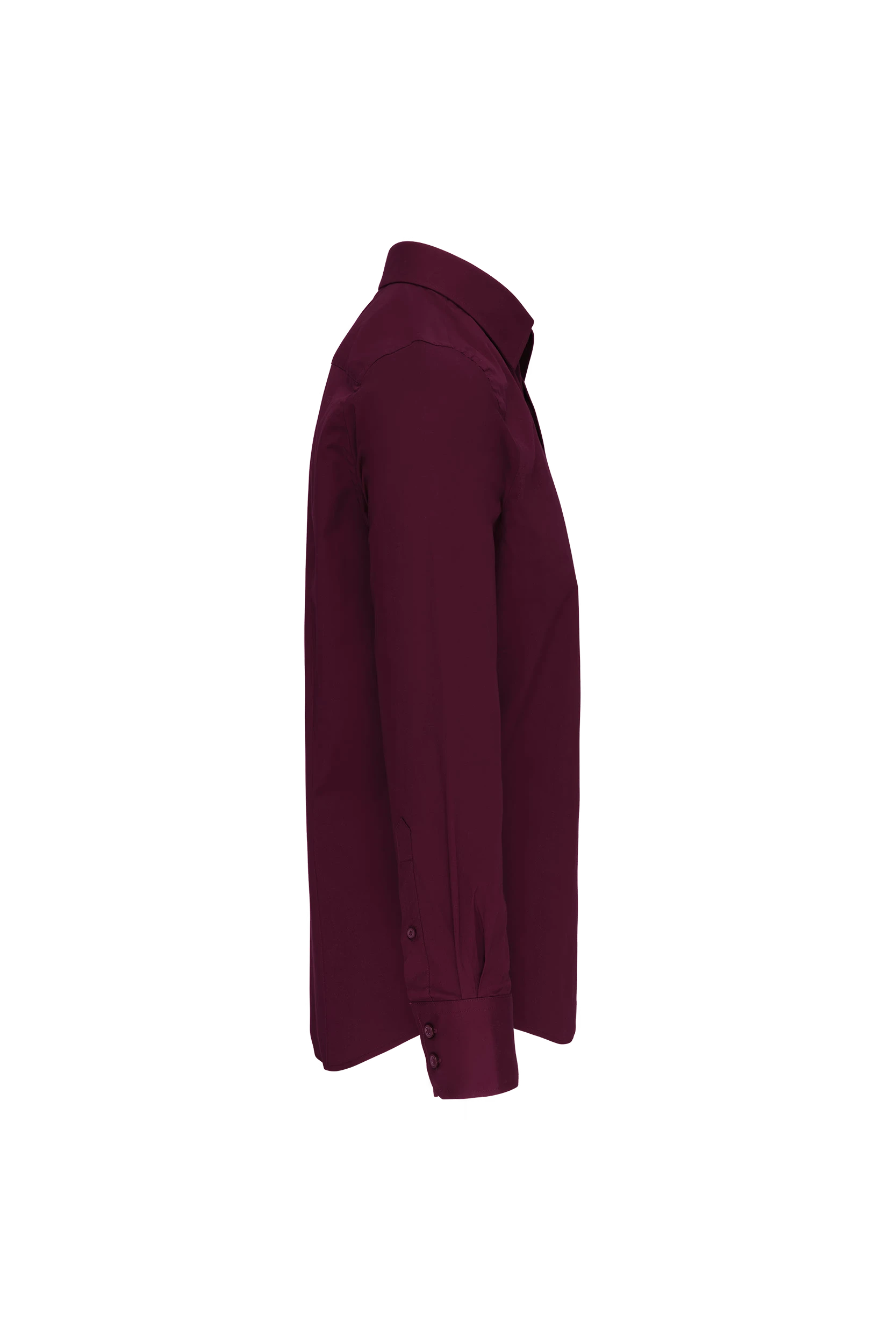 Chemise coton/élasthanne manches longues bordeaux