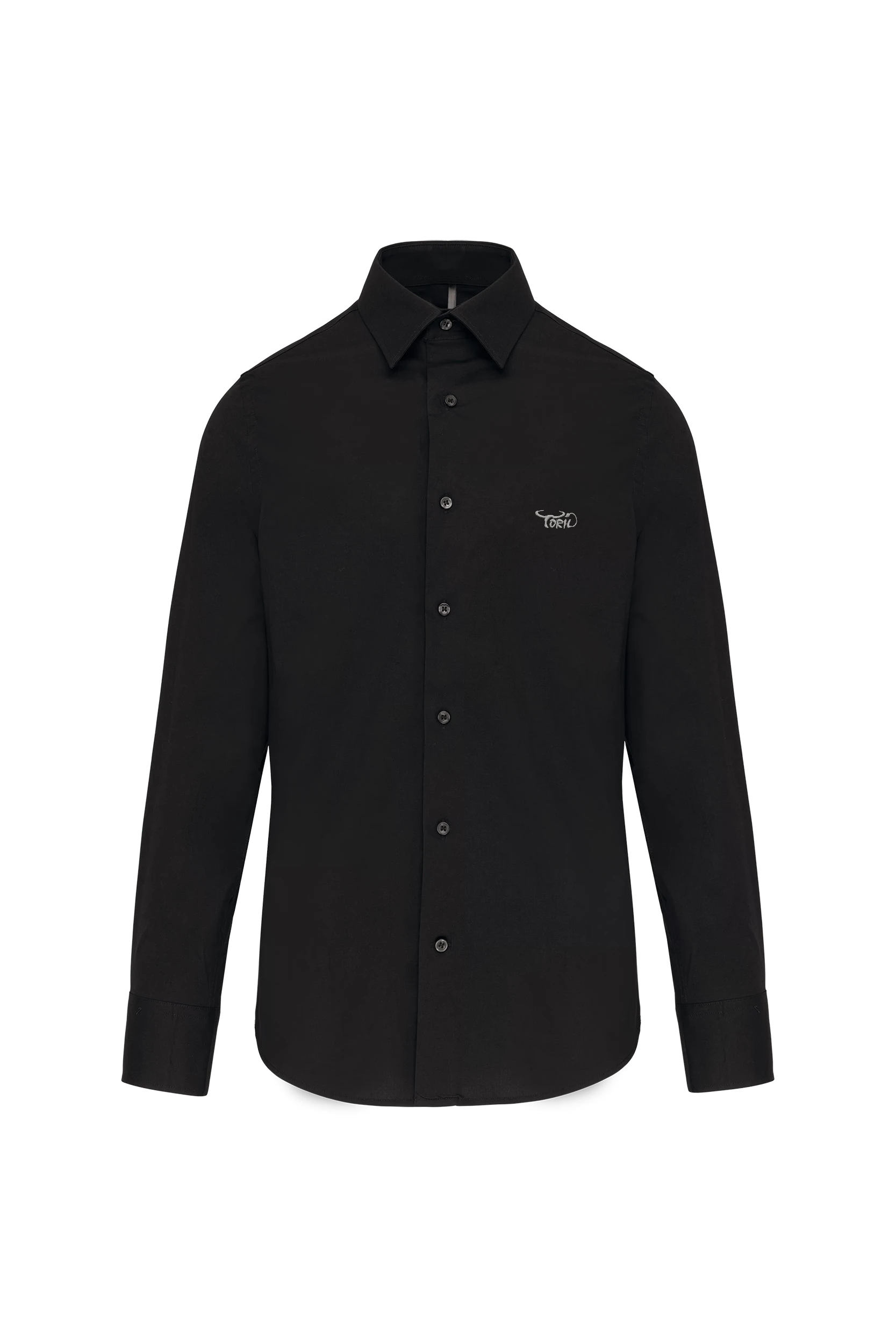Chemise coton/élasthanne manches longues noir