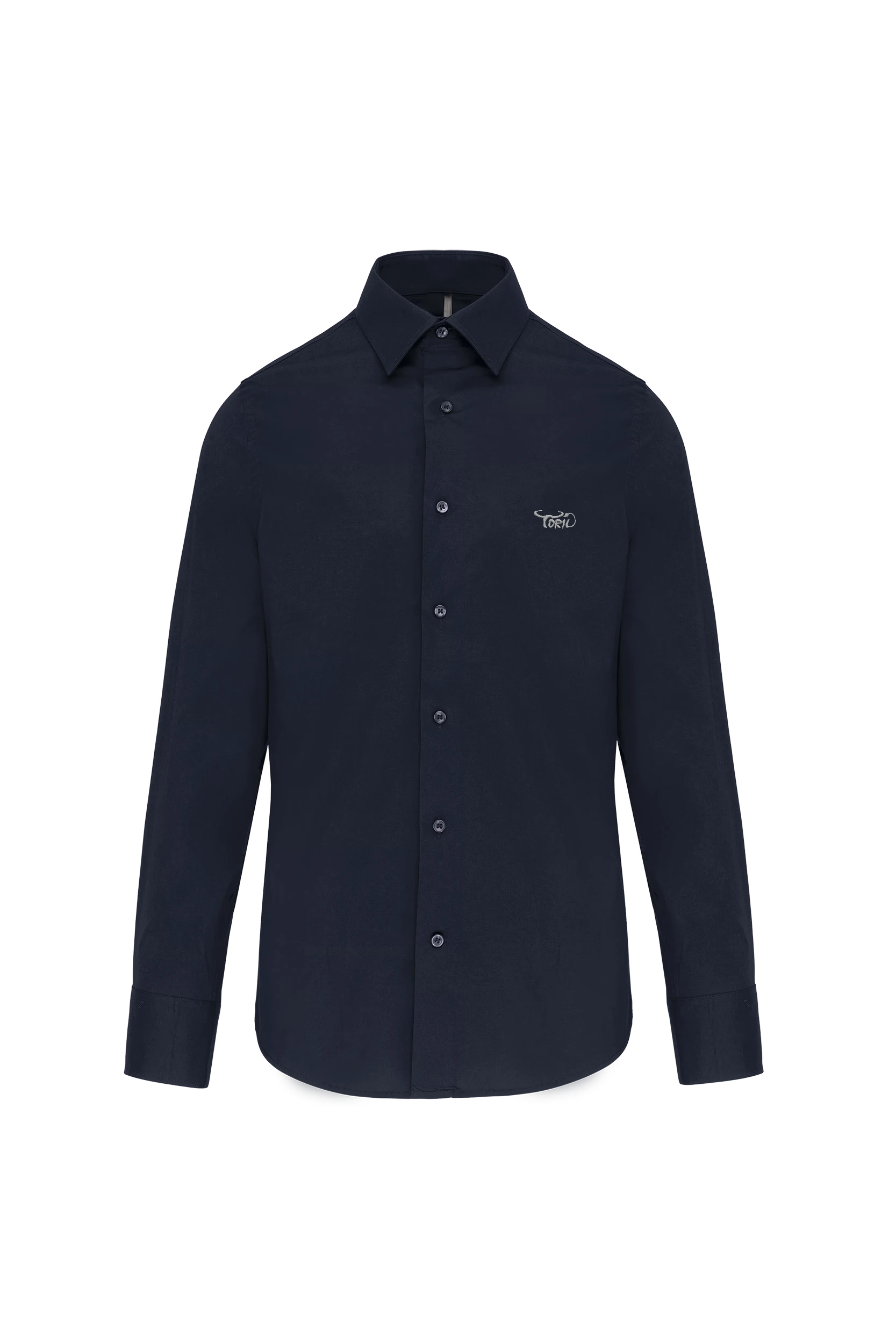Chemise coton/élasthanne manches longues marine