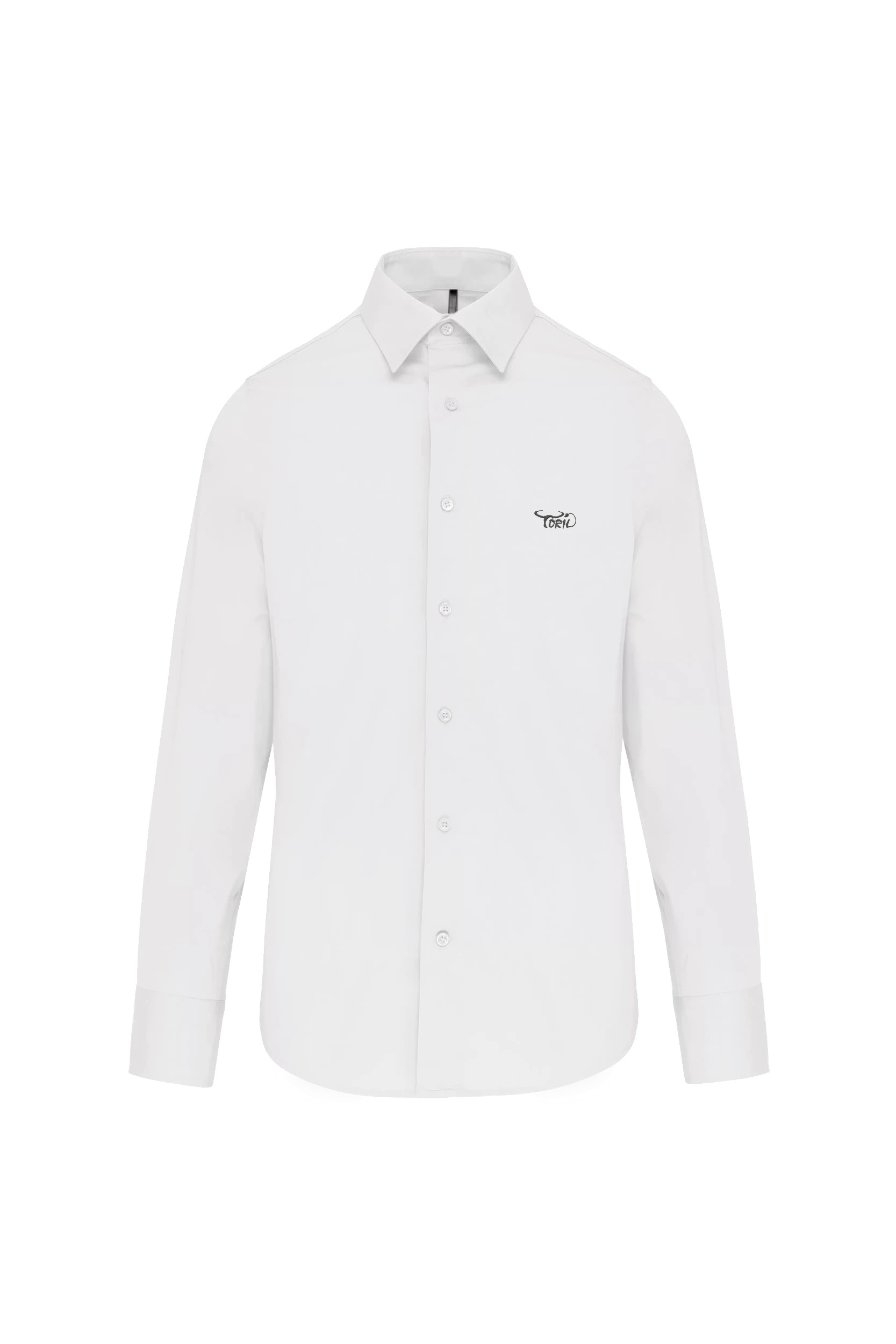 Chemise coton/élasthanne manches longues blanc
