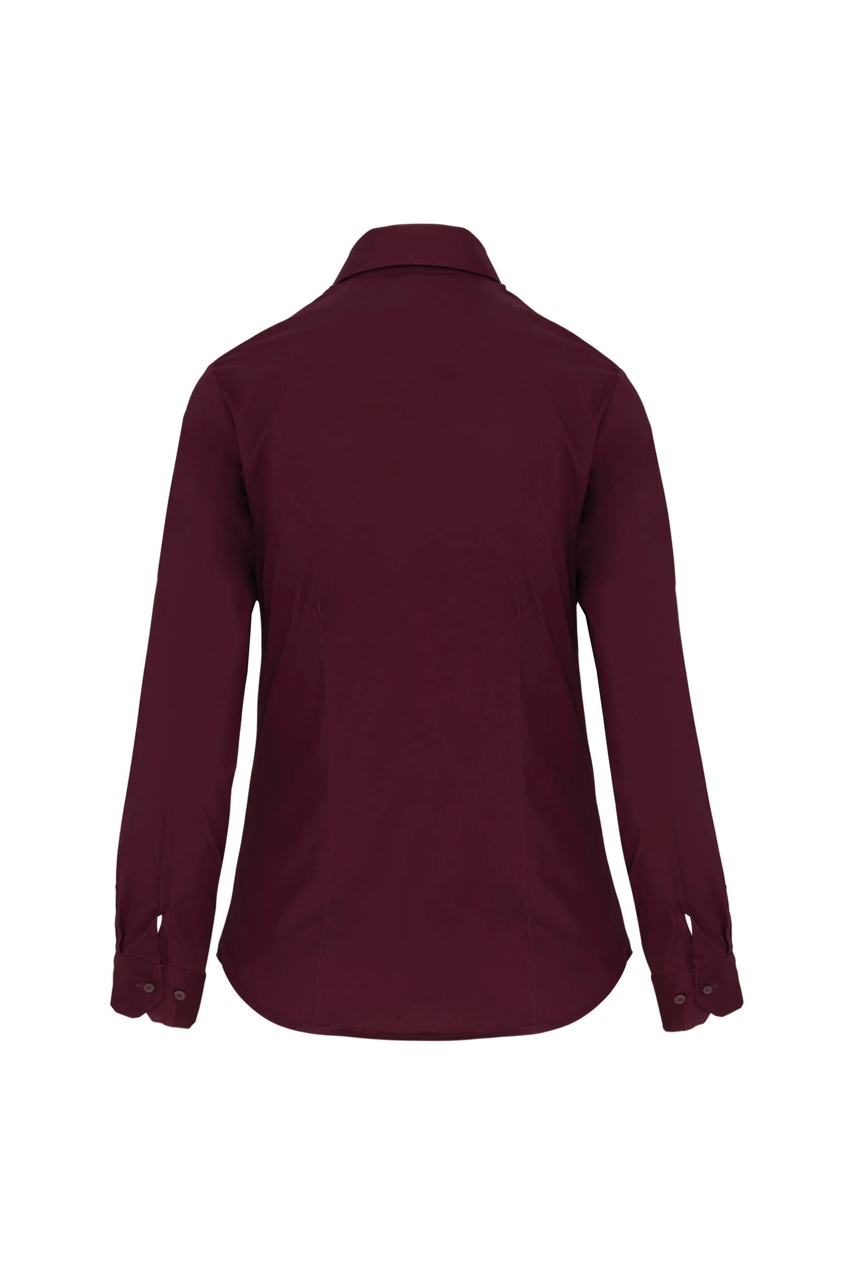 Chemise coton/élasthanne manches longues bordeaux